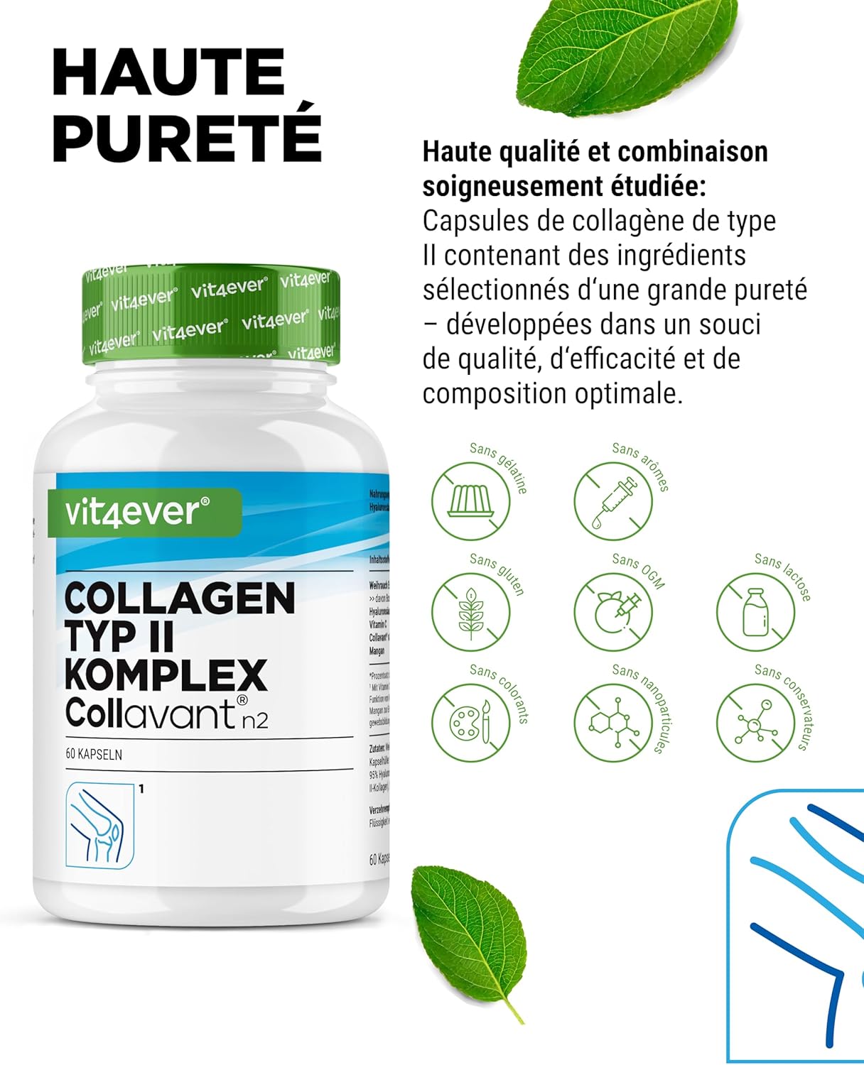 Type II Collagen Complex – with Native Collagen Collagen Native Collagen, Incense Extract, Hyaluronic Acid, Vitamin C, Manganese for Bones, Cartilage and Joints - Image 5