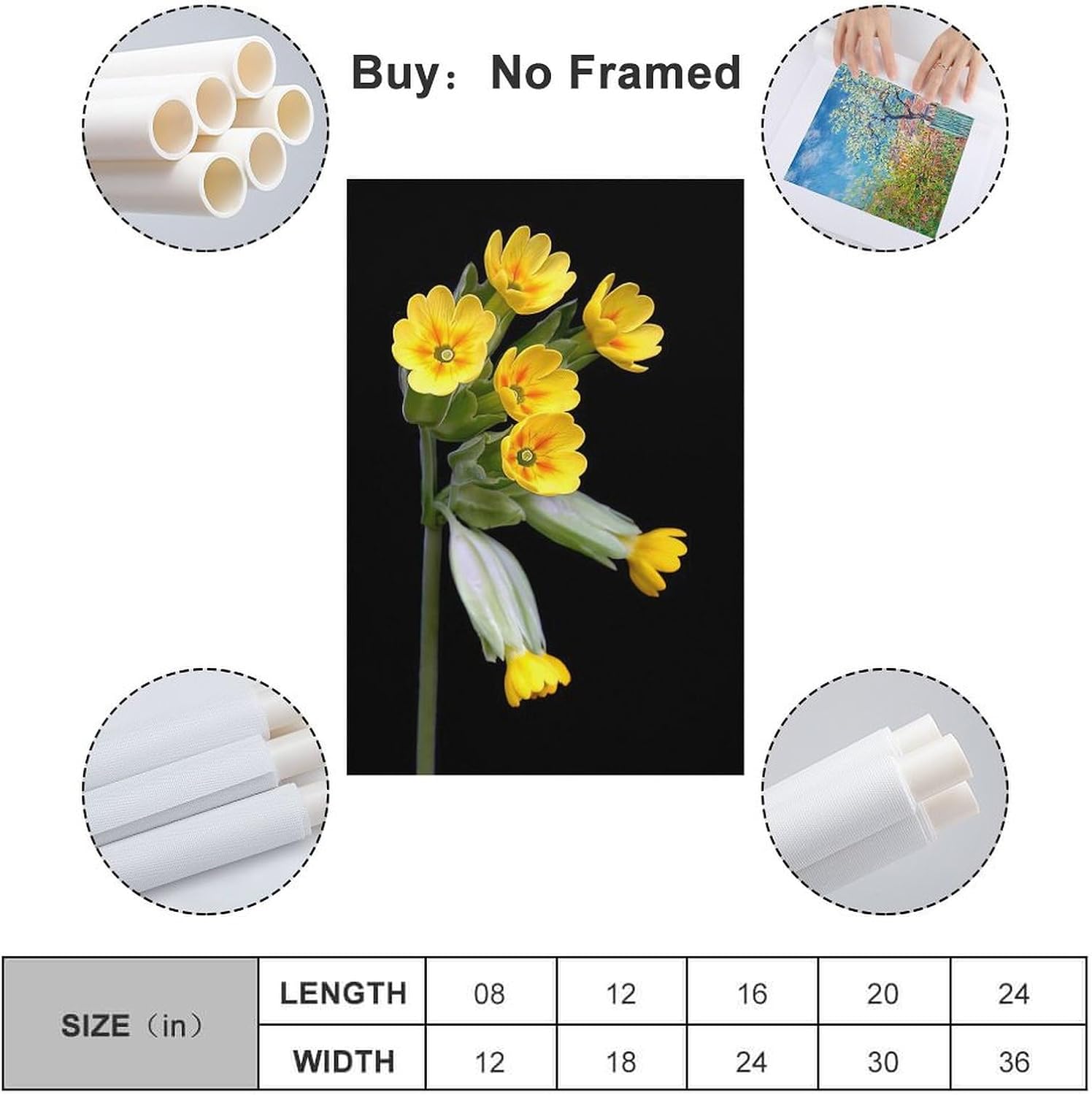 Evening Primrose Yellow Poster Canvas Print Modern Wall Decor for Bedroom 40x60cm - Image 3