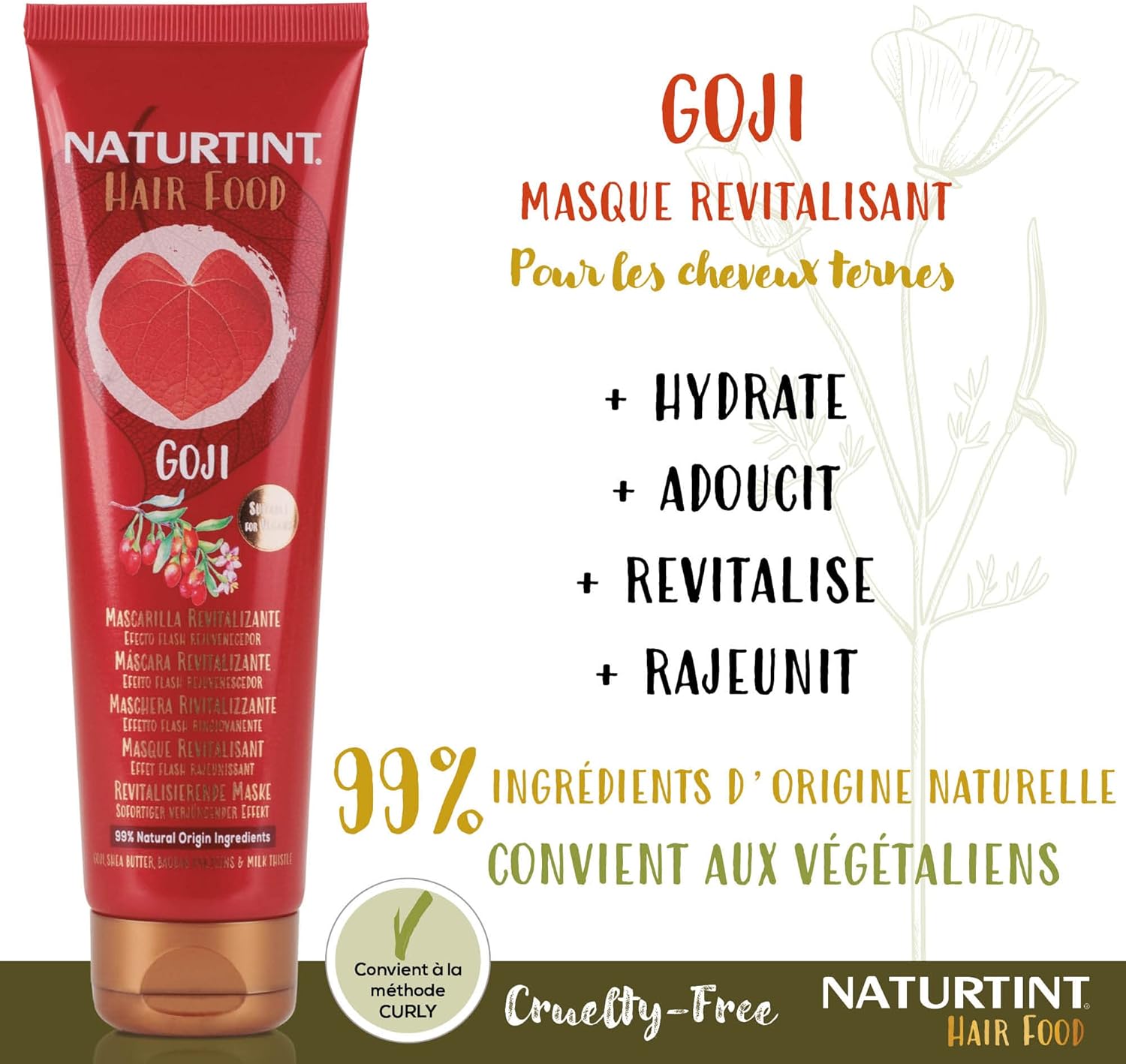 Naturtint Hair Food Goji Revitalising Mask for Dull/Weakened Hair, 150 ml - Image 3