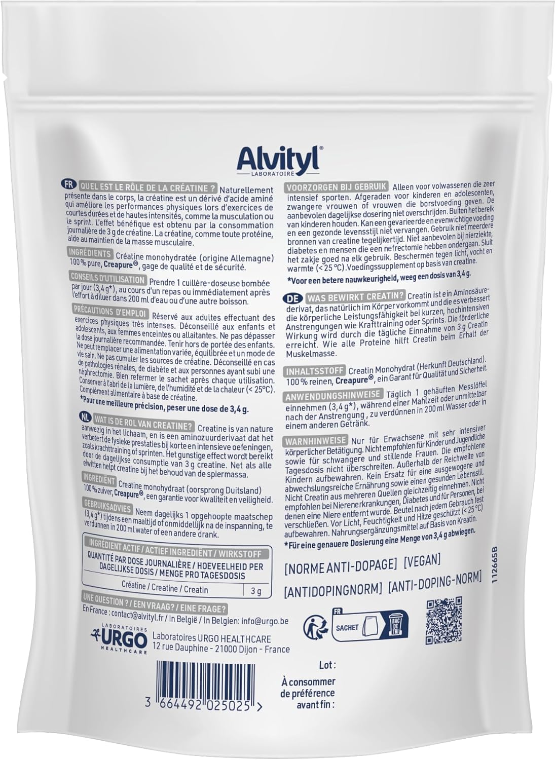 Alvityl Creatine Monohydrate – Creapure – 100% Pure – Improves Physical Capacity – Muscle Strength – Highly Absorbable – 3 g Creatine Creapure per Day – 300 g - Image 4