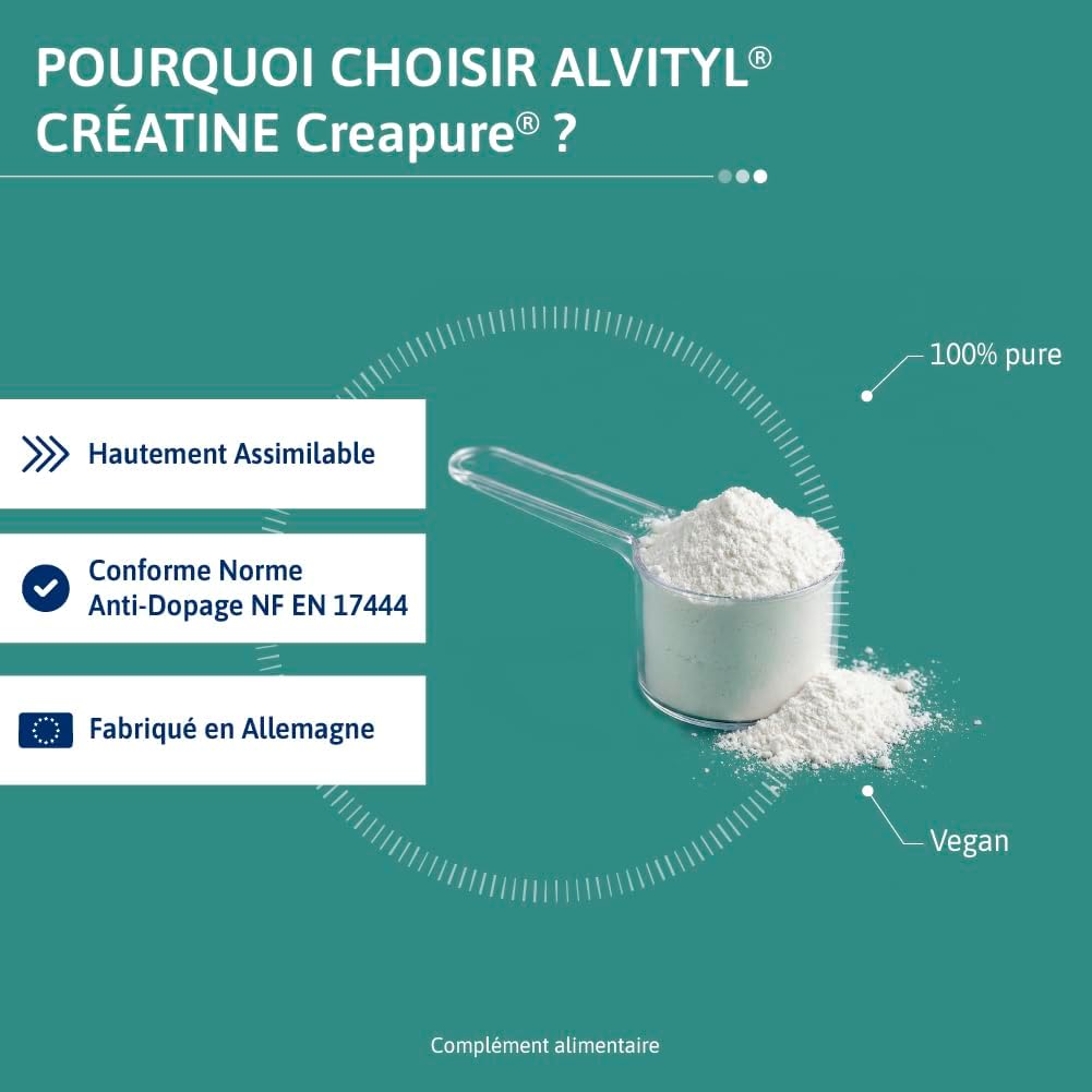 Alvityl Creatine Monohydrate – Creapure – 100% Pure – Improves Physical Capacity – Muscle Strength – Highly Absorbable – 3 g Creatine Creapure per Day – 300 g - Image 7