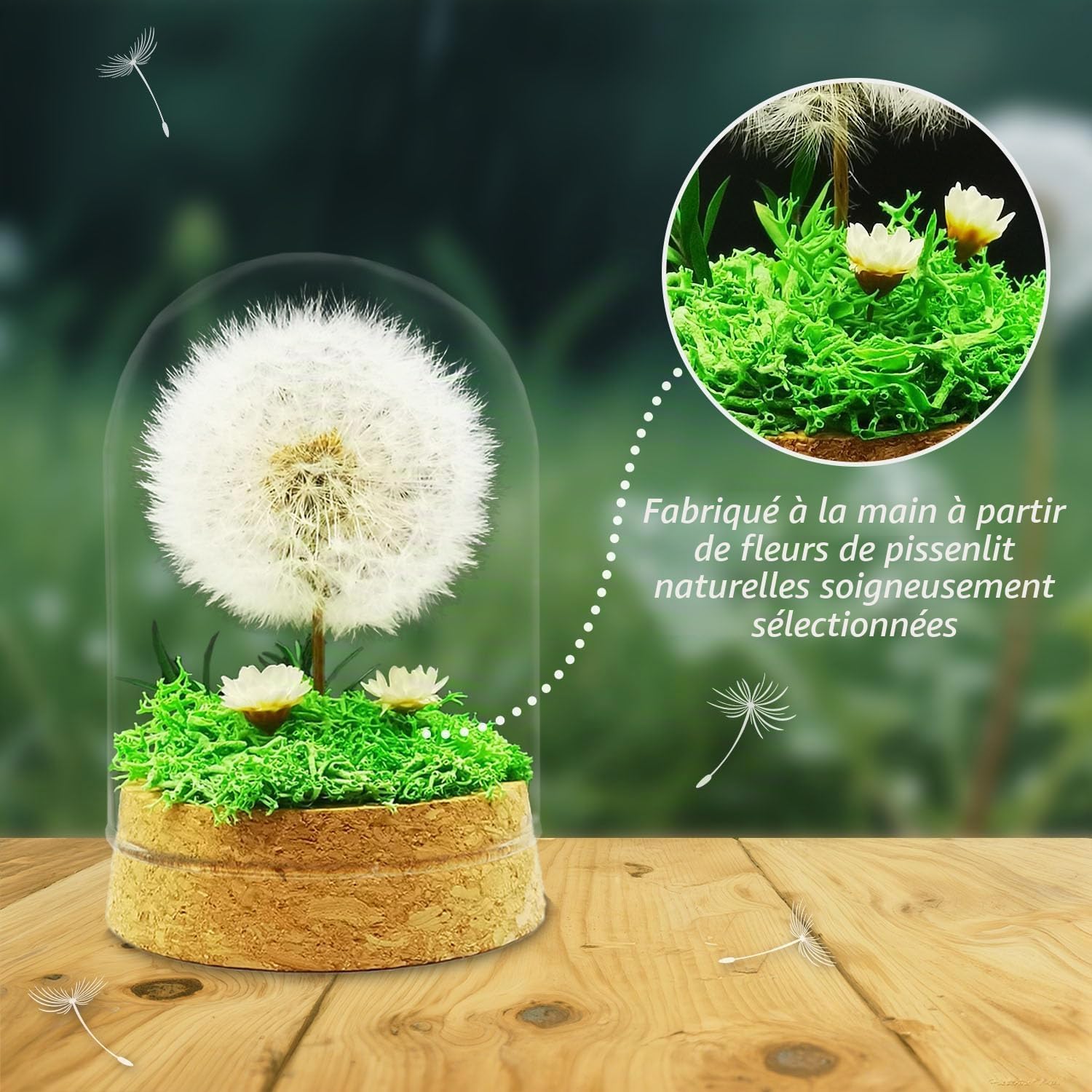 Special gift idea, dandelion in glass, birthday gifts for women, good luck and small gift for girlfriend, decorative gift in glass, floral gift - Image 4