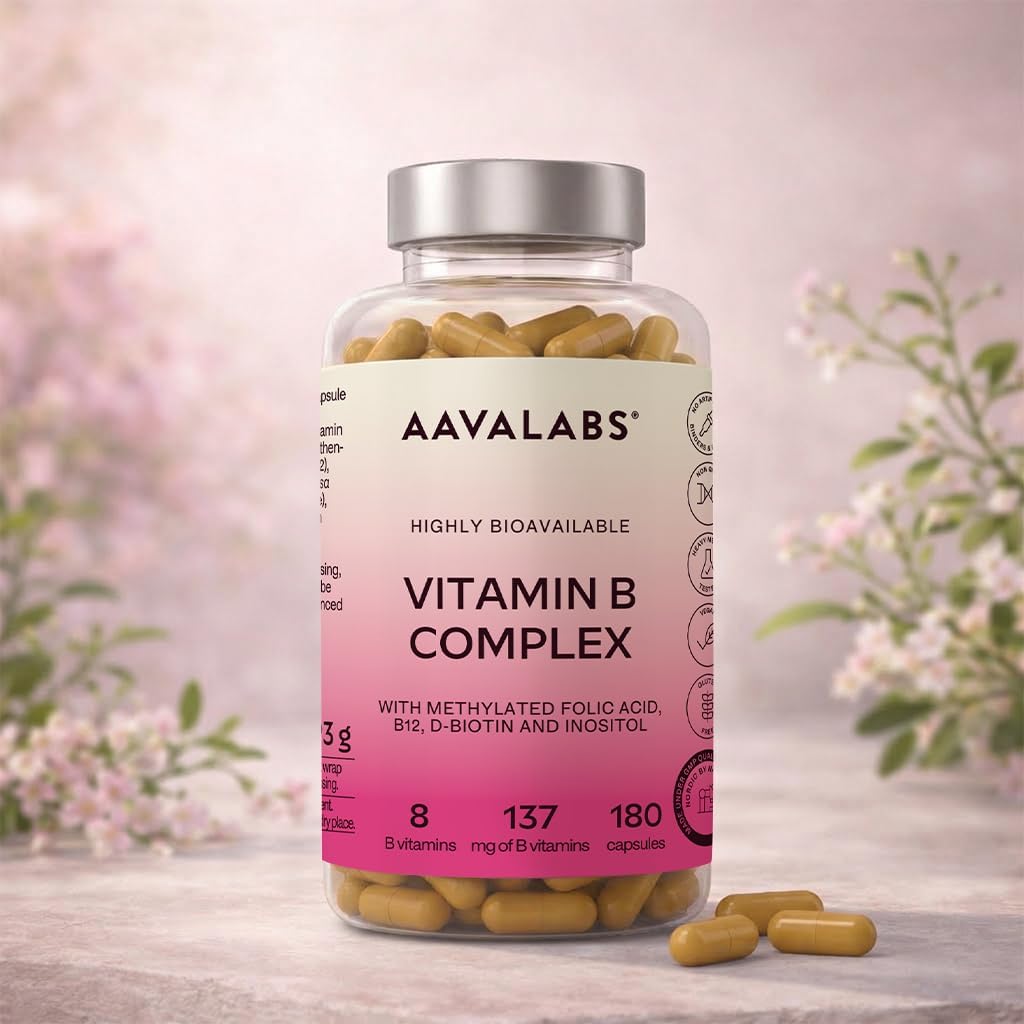 Vitamin B Complex AAVALABS 180 Capsules | Complex of 8 B Vitamins Including Vitamin B12, Vitamin B6, B5, B3, B1 D-Biotin Active Folic Acid (B9) - Vegan Food Supplement for Optimal Energy - Image 12