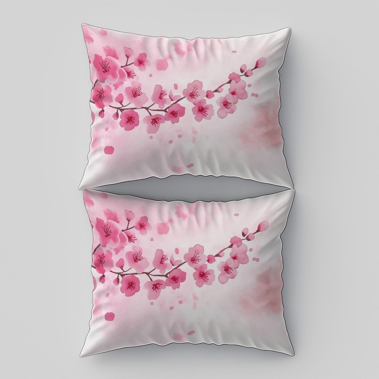 Duvet Cover 140 x 200 cm with 2 Pillowcases – Simple Cherry Blossom Design Reversible Watercolour – Adult Bedding Set Duvet Cover with Zips, Evening Primrose Powder - Image 6