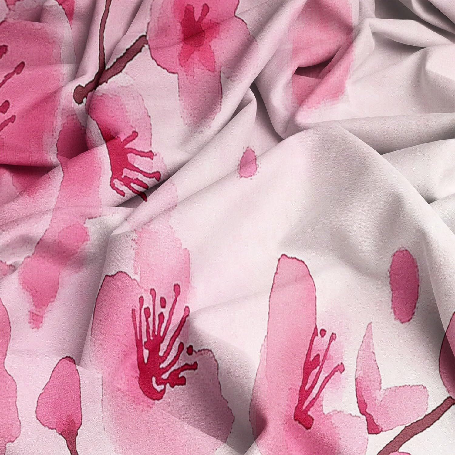 Duvet Cover 140 x 200 cm with 2 Pillowcases – Simple Cherry Blossom Design Reversible Watercolour – Adult Bedding Set Duvet Cover with Zips, Evening Primrose Powder - Image 8