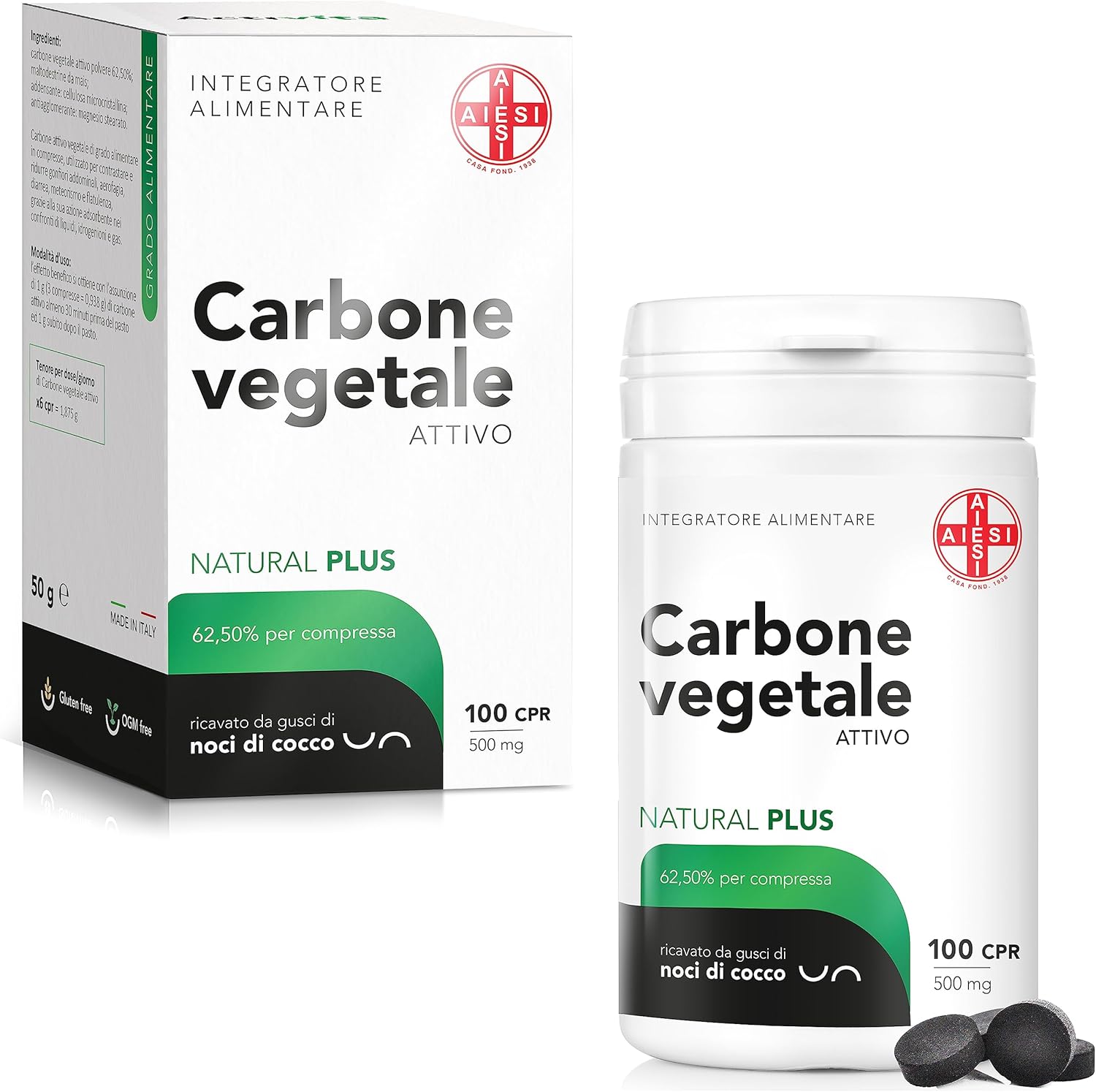 AIESI Food grade activated charcoal in tablets of 500 mg (jar of 100 cpr), Made in Italy - Image 8
