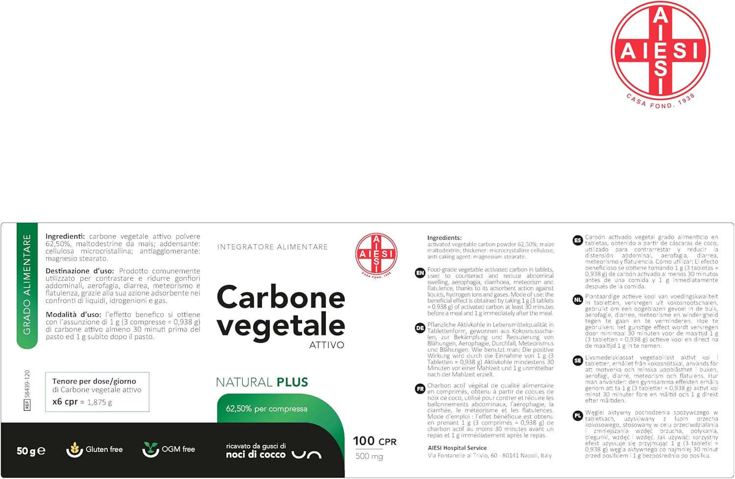 AIESI Food grade activated charcoal in tablets of 500 mg (jar of 100 cpr), Made in Italy - Image 9