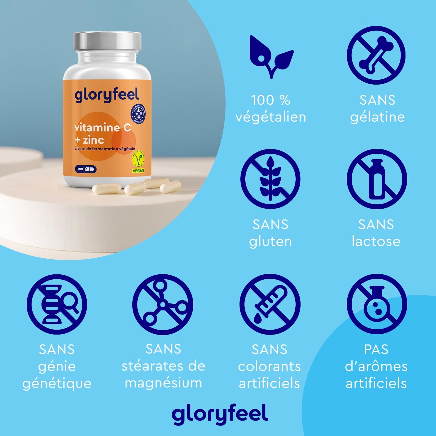 Vitamin C + Zinc Capsules, Highly Dosed with 500 mg of Pure Vitamin C per Dose, Supports Energy, Against Fatigue and Promotes the Immune System*, 100% Vegan, No Additives - Image 4