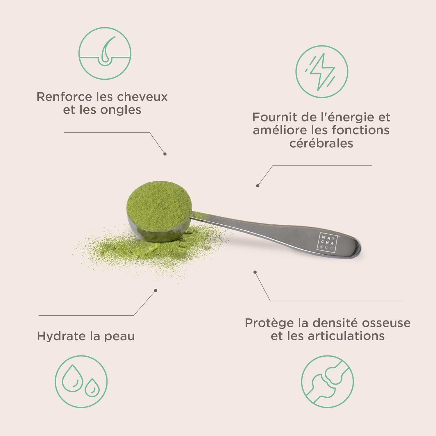 Matcha Collagen. Marine Collagen with Magnesium, Matcha Tea and Hyaluronic Acid. Matcha Lemon Flavour. Joints, Skin and Nails. 296 g. Matcha Collagen Powder (Matcha) - Image 4