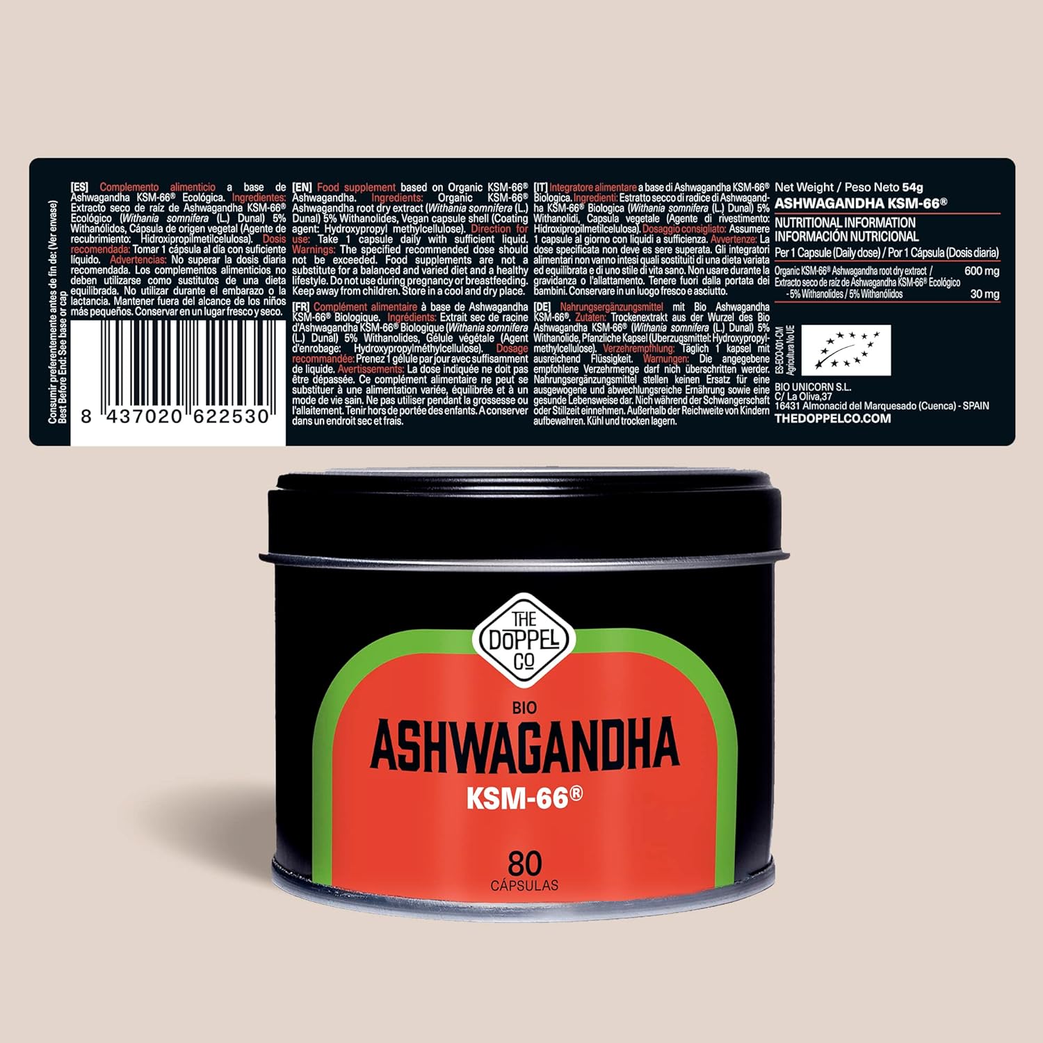 Ashwagandha KSM-66 Organic – 80 Capsules – 600mg – Withania Somnifera – 30mg Withanolides – Vegan – No Additives – No Plastic – Certified Organic - Image 8