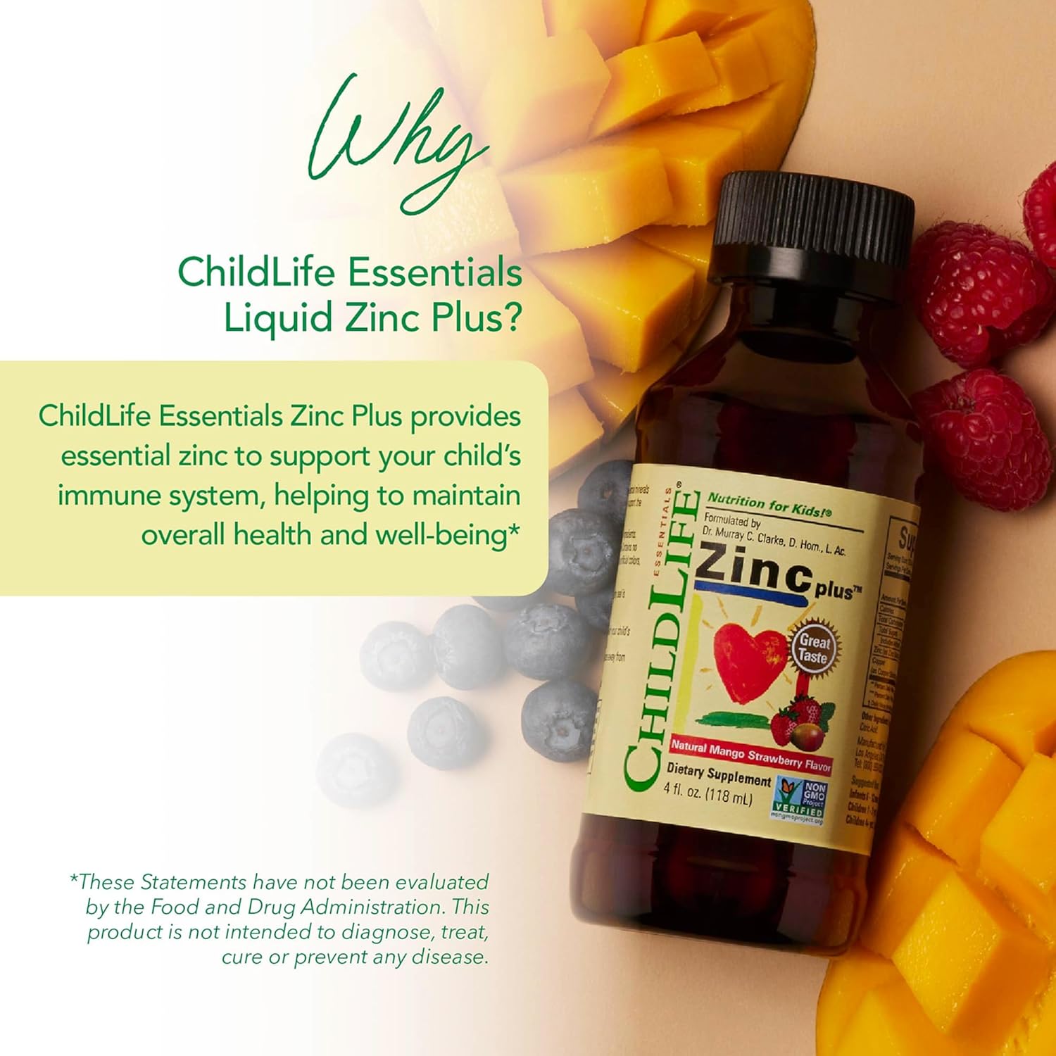 Child Life Zinc Plus, Natural Mango Strawberry - 4 oz. - Image 4