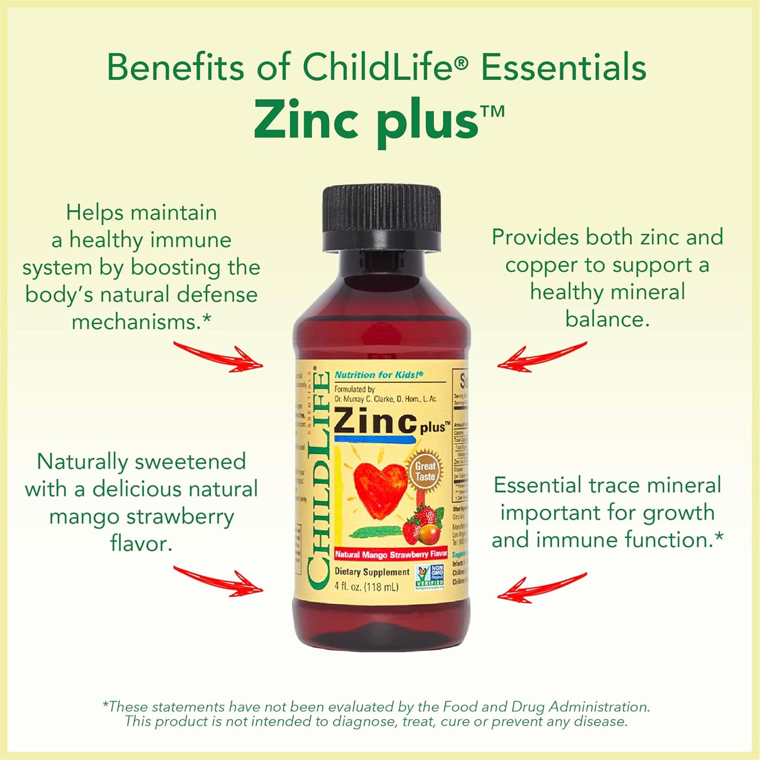 Child Life Zinc Plus, Natural Mango Strawberry - 4 oz. - Image 6