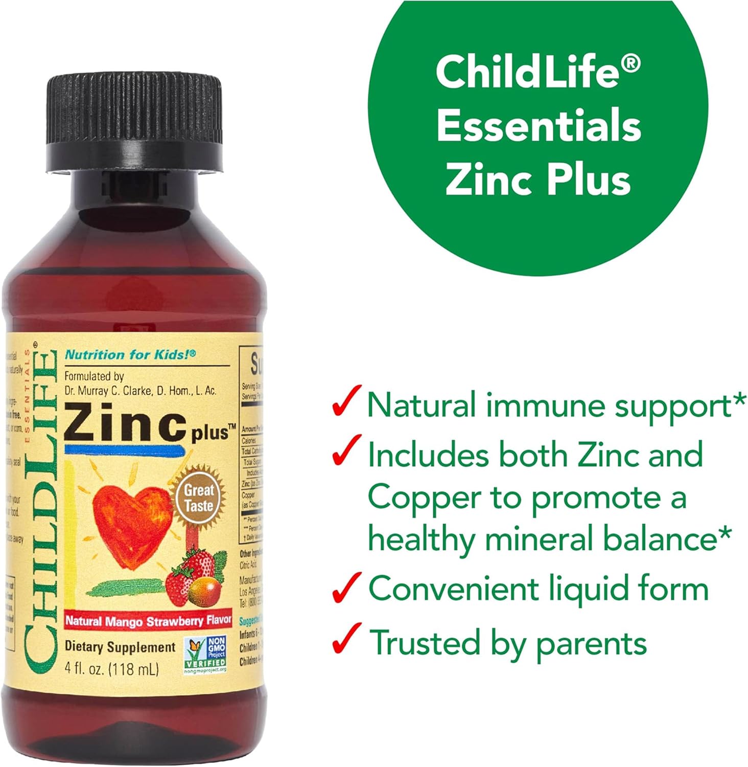 Child Life Zinc Plus, Natural Mango Strawberry - 4 oz. - Image 7