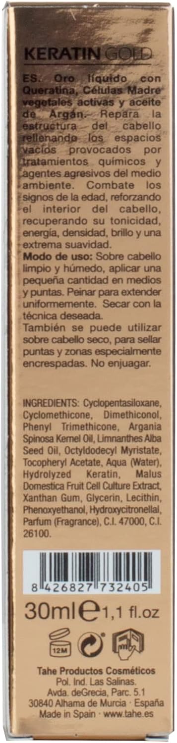 Tahe Botanic Keratin Gold Hair Serum Liquid Gold and Pure Keratin (30 ml) - Image 6