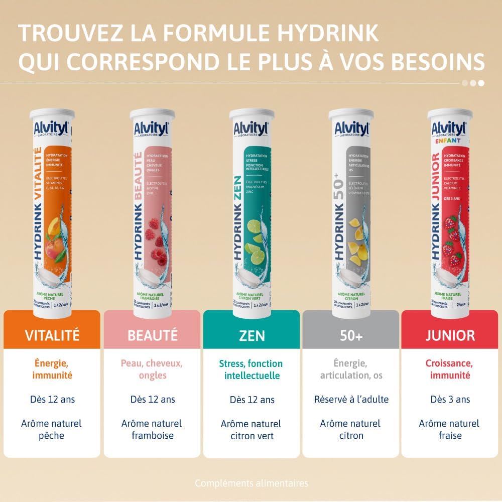 ALVITYL HYDRINK BEAUTY - Electrolytes - Biotin Zinc - Hydration, Skin, Hair, Nails - Effervescent Lozenges - Raspberry Flavour - 20 Effervescent Tablets - Image 10