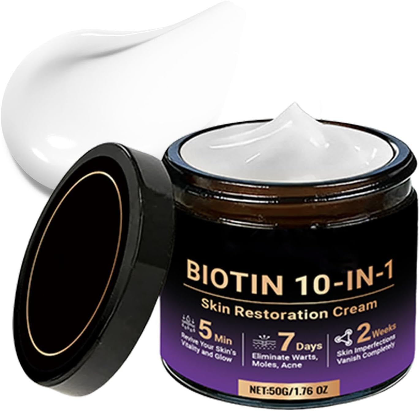 10 In 1 Biotin Skin Restoration Cream, With 7 Days Warts, Grains & Acne Removal, 50G, Skin Treatment Cream, Collagen Lift Serum, Elas - Image 3