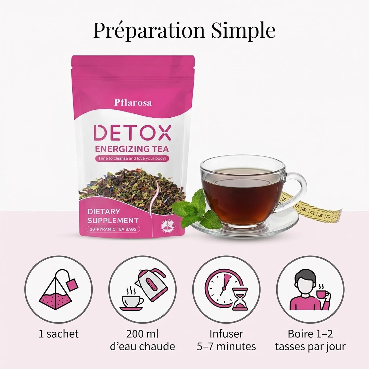 Detox Tea for Weight Loss – 28 Day Treatment | Slimming Detox Herbal Tea with Camellia, Dandelion & Rose Petals – Natural Cleansing & Digestive Support - Image 6