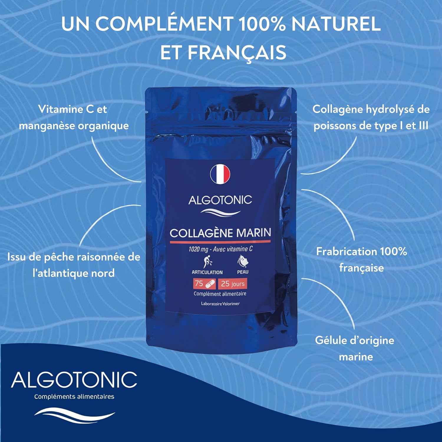 Hydrolyzed Marine Collagen + Vitamin C - 75 Capsules - 1020 mg/day - 25 day course - Type I and III - Skin, Cartilage, Bones and Muscles - Image 5
