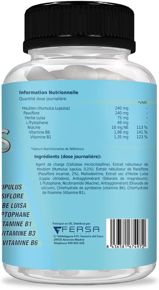 NO + STRESS | Relaxant naturel | Tryptophane avec Passiflore et Vitamines B6 B3 et B1 | Calme les nerfs, le stress et l'anxiété | Améliore la concentration | Contribue à un bon bien-être | 30 Caps. - Image 8