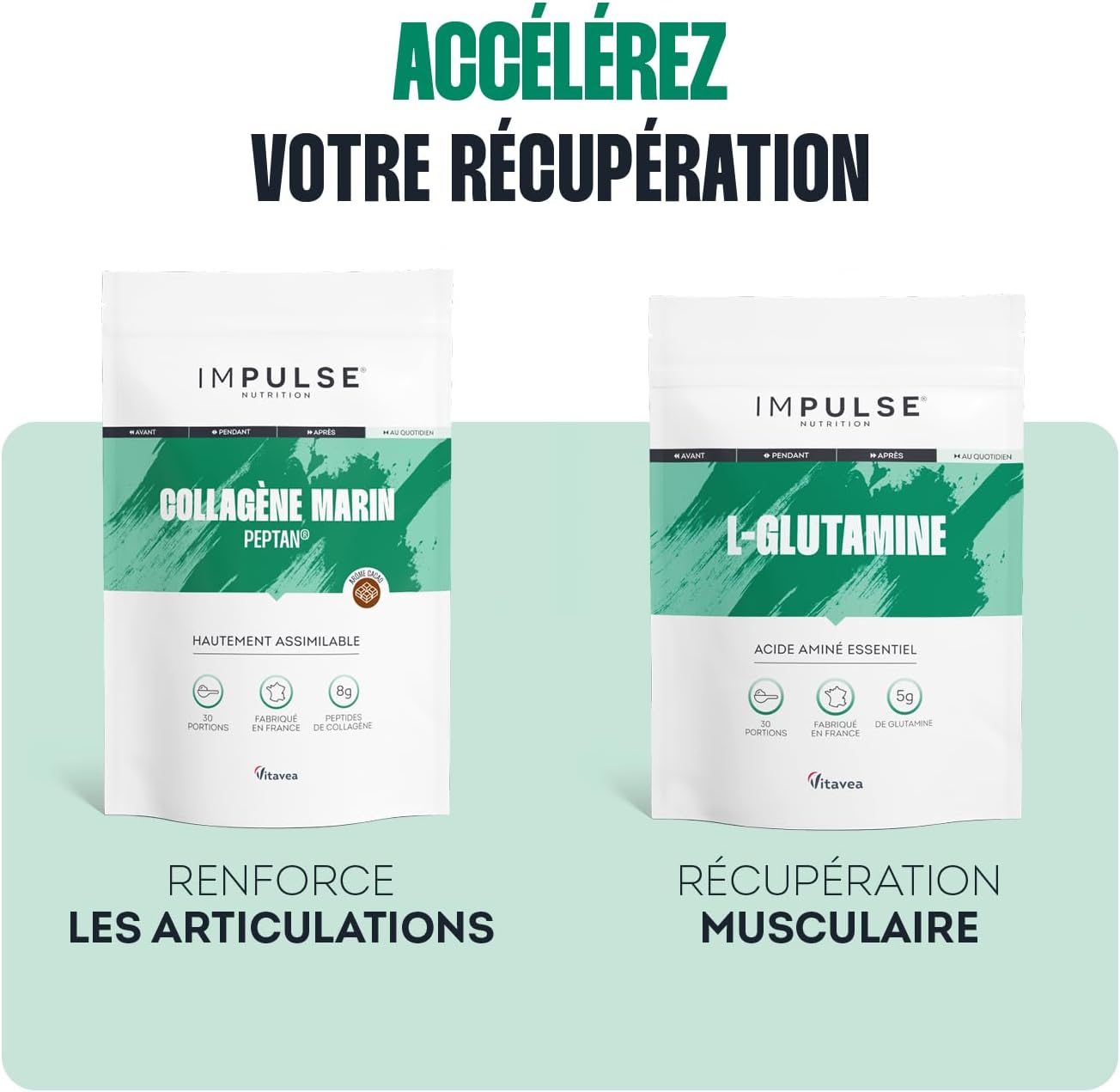 Impulse Nutrition - Hydrolyzed Marine Collagen Type 1 Peptan Powder with Vitamin C - Food Supplement Recovery, Joints & Skin - 270g - Chocolate Flavour - Made in France - Image 8