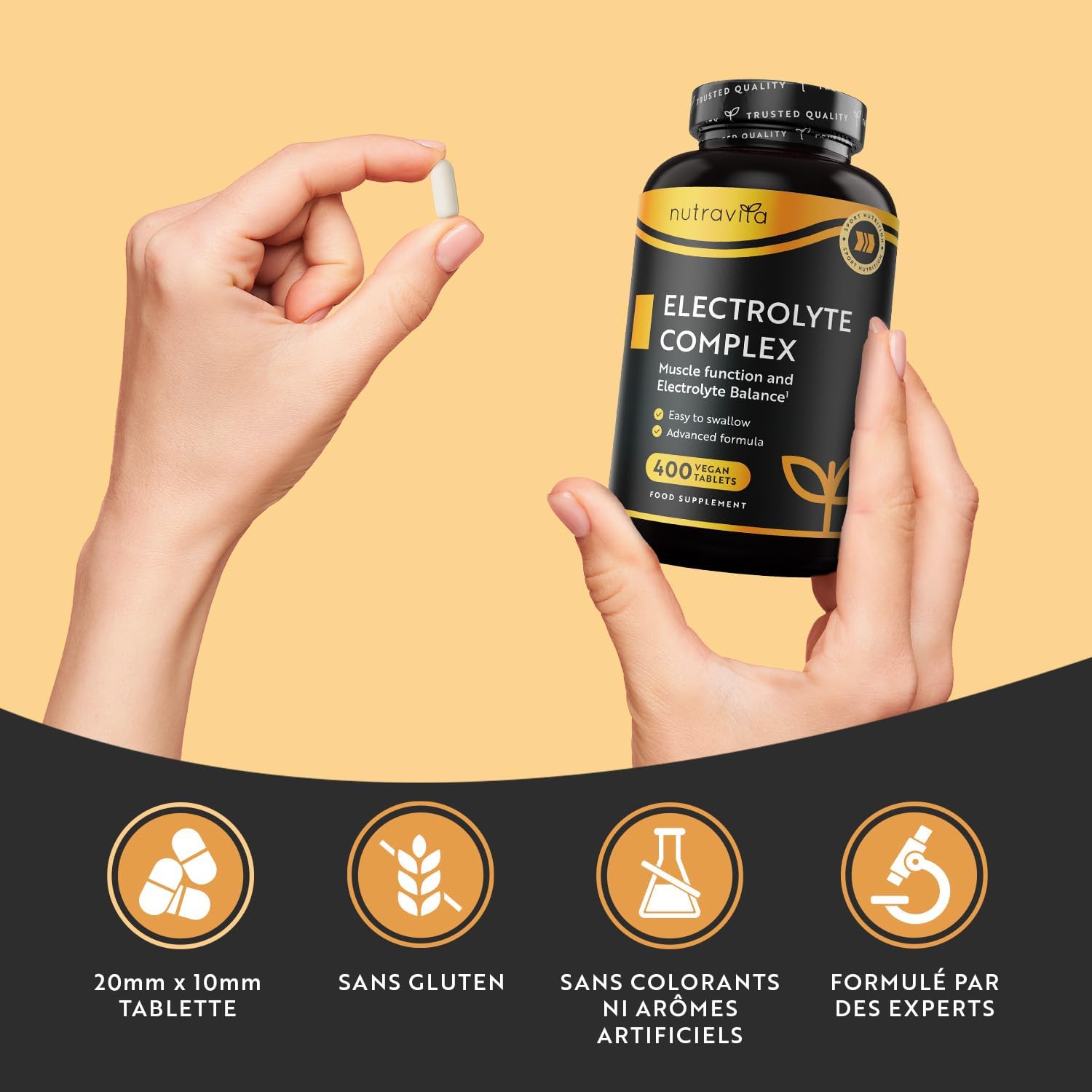 Electrolyte Complex 900mg, 400 Tablets (1+ Year) with Magnesium Calcium Potassium Dietary Supplement - Muscle Function (EFSA) Electrolytes Hydration without Sugar - Nutravita - Image 6