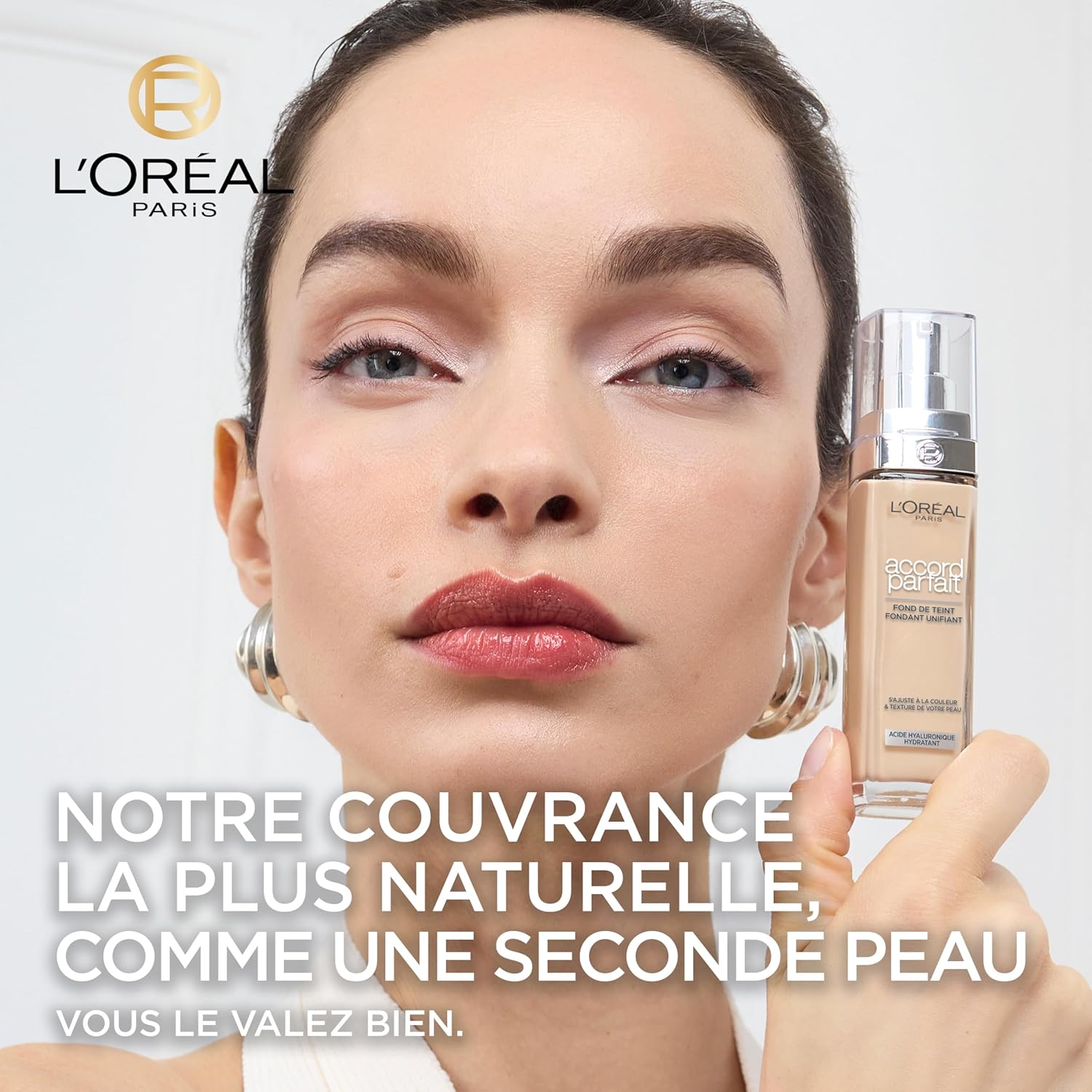 L'Oréal Paris Fluid Foundation - 24H Hydration - Hyaluronic Acid Formula - All Skin Types - Perfect Match - Ivory (1.N) - 30 ml - Image 3