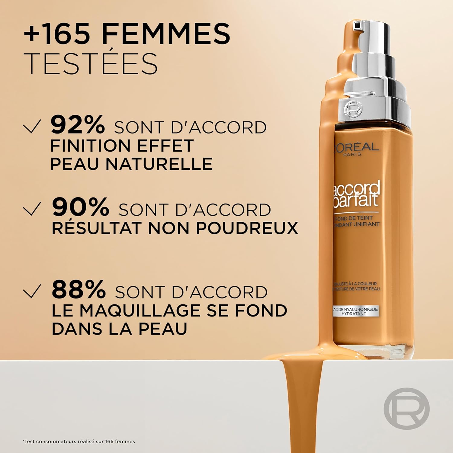 L'Oréal Paris Fluid Foundation - 24H Hydration - Hyaluronic Acid Formula - All Skin Types - Perfect Match - Ivory (1.N) - 30 ml - Image 4