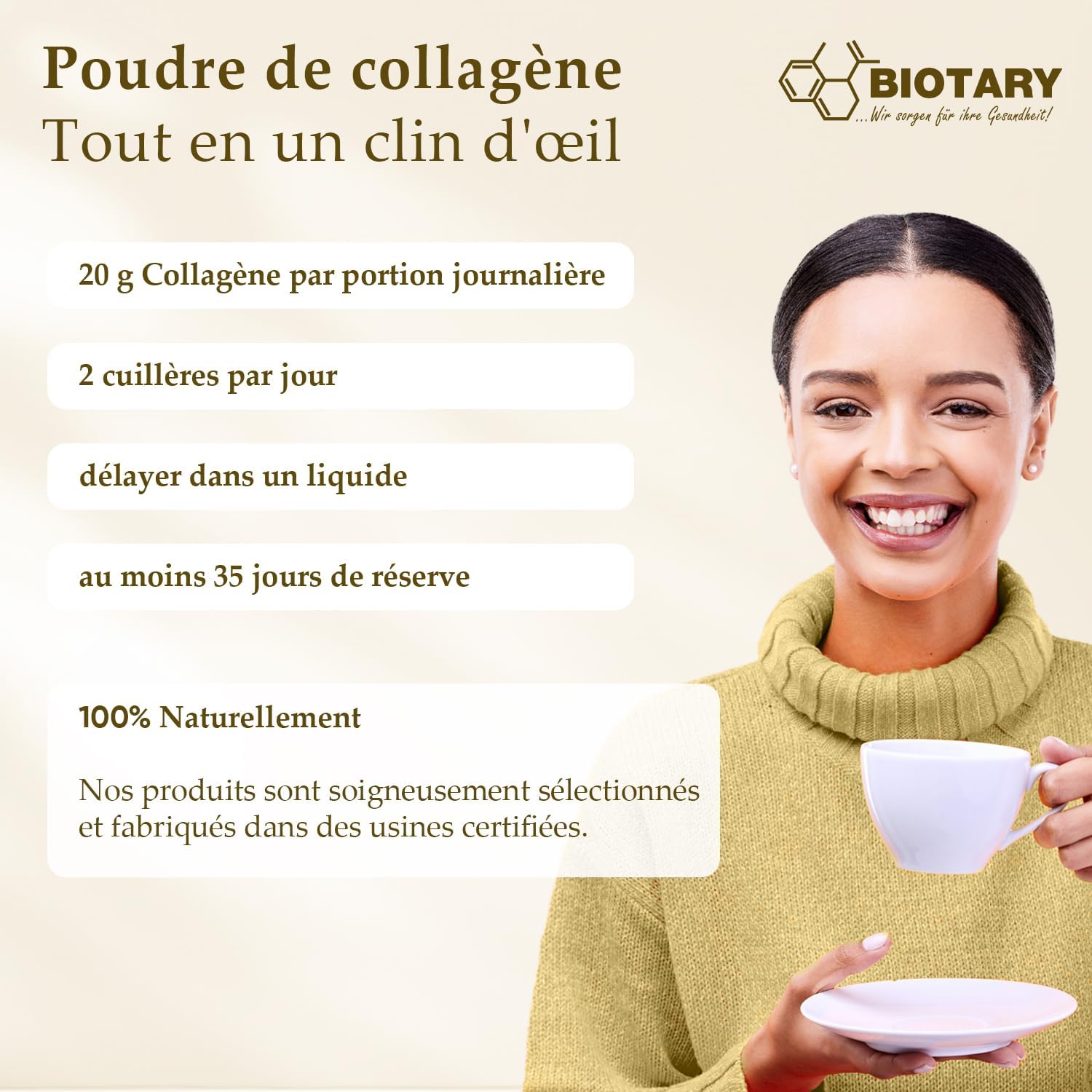 Collagen Powder 700 g Collagen Hydrolysate 100% Pure Peptides Type 1, 2 and 3, Excellent Solubility Taste Neutral Pure Formula Controlled Quality - Image 3
