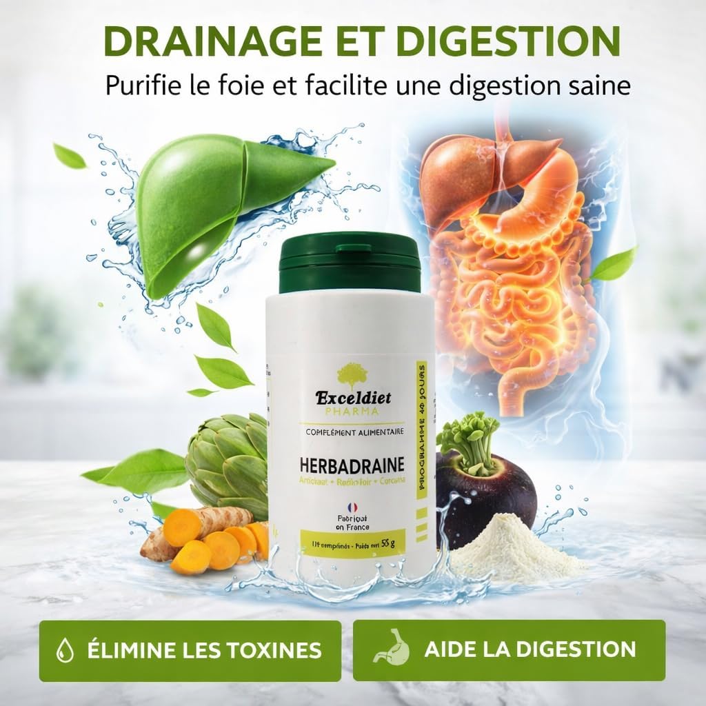 Detox Liver Artichoke and Black Radish - Turmeric - Natural Toxin Elimination - 120 Vegan Tablets - Liver Wellness - Exceldiet Pharma - Made in France - Image 3