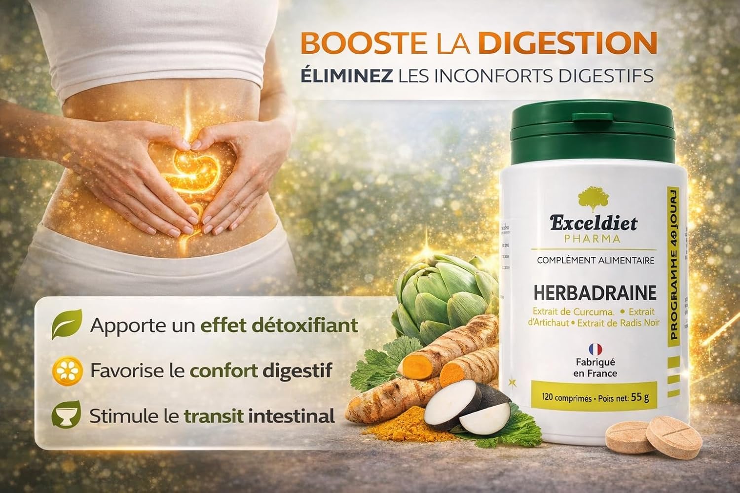 Detox Liver Artichoke and Black Radish - Turmeric - Natural Toxin Elimination - 120 Vegan Tablets - Liver Wellness - Exceldiet Pharma - Made in France - Image 4