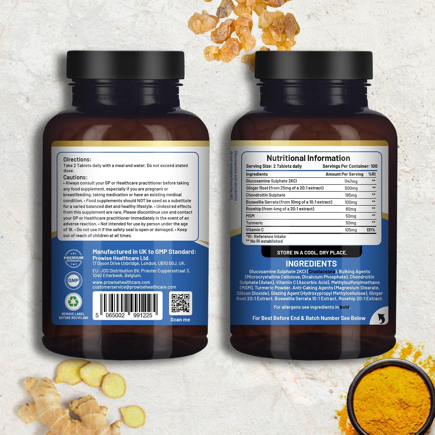 Glucosamine & Chondroitin Complex 2227mg Per Serving | 200 High Strength Tablets | 8 Nutritional Components | Made in the UK by Prowise - Image 3