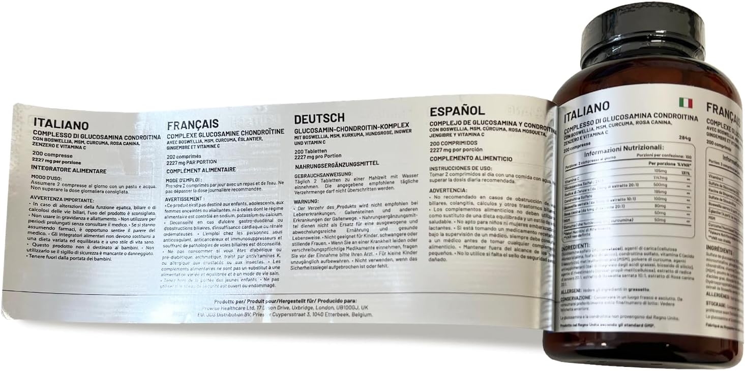 Glucosamine & Chondroitin Complex 2227mg Per Serving | 200 High Strength Tablets | 8 Nutritional Components | Made in the UK by Prowise - Image 7