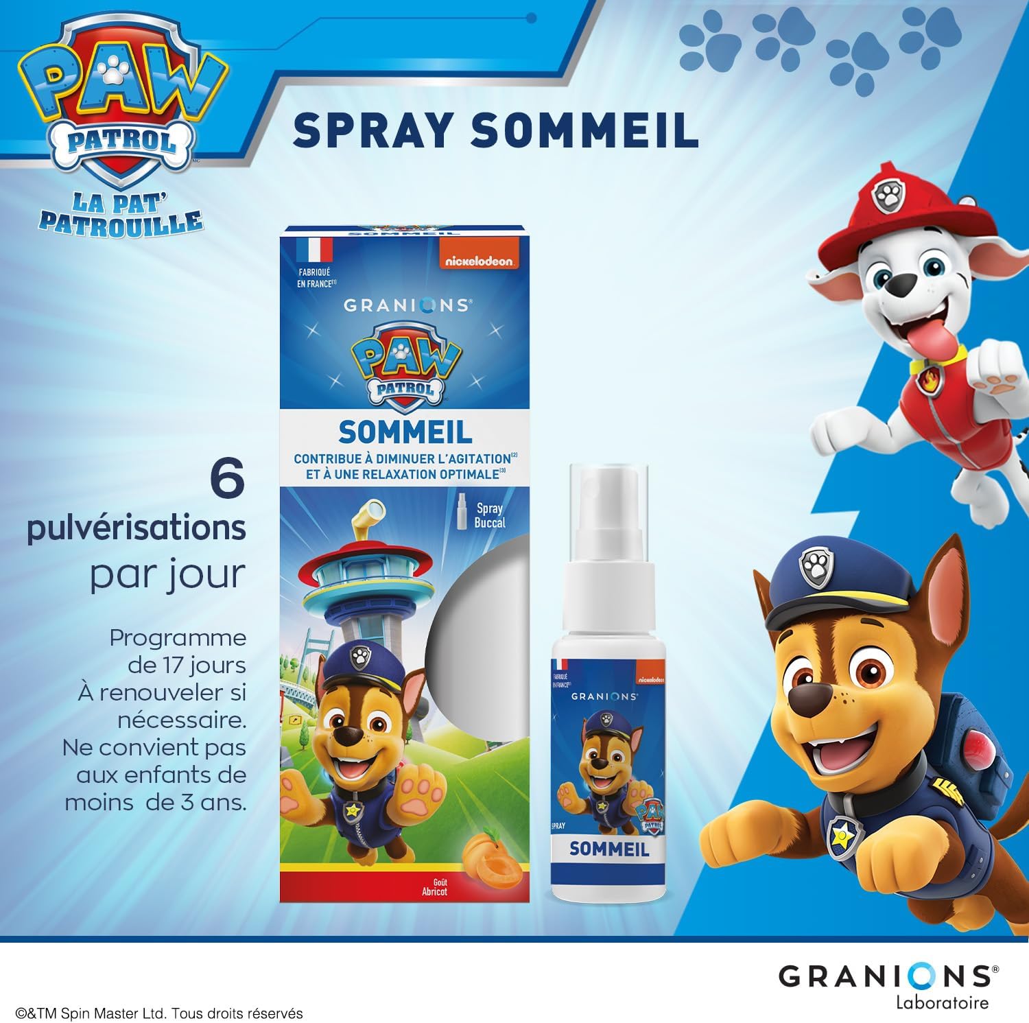 Sleep Spray – PAT PATROUILLE GRANIONS – Apricot Flavour – Verbena, Camomile, Poppy – Relaxation, Reduces Agitation – No Coloring, No Artificial Flavours, No Lactose – Made in France - Image 5