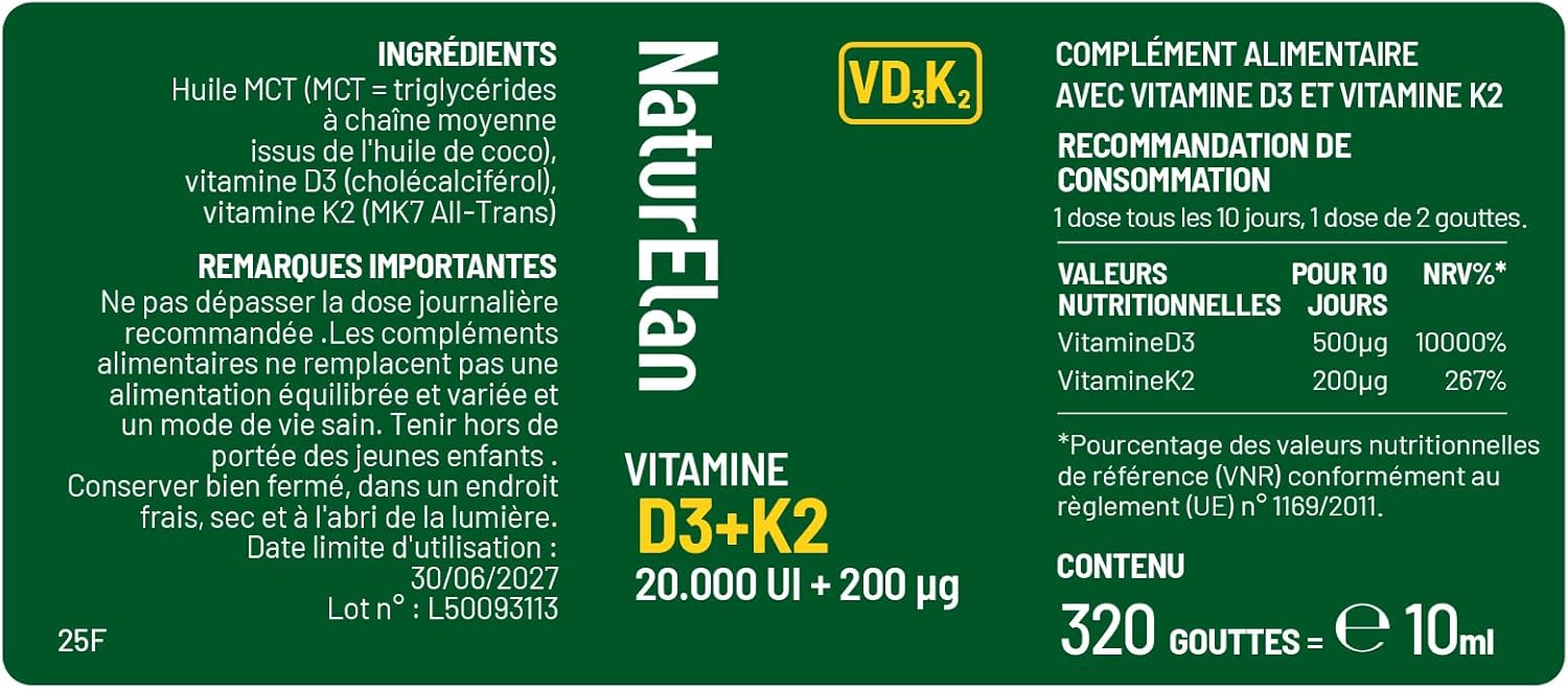Vitamin D3 and K2 drops, 20000IU/d + Vitamin K2 MK7 200mcg, Laborgeprüft | vegetarisch, No additives - Image 3