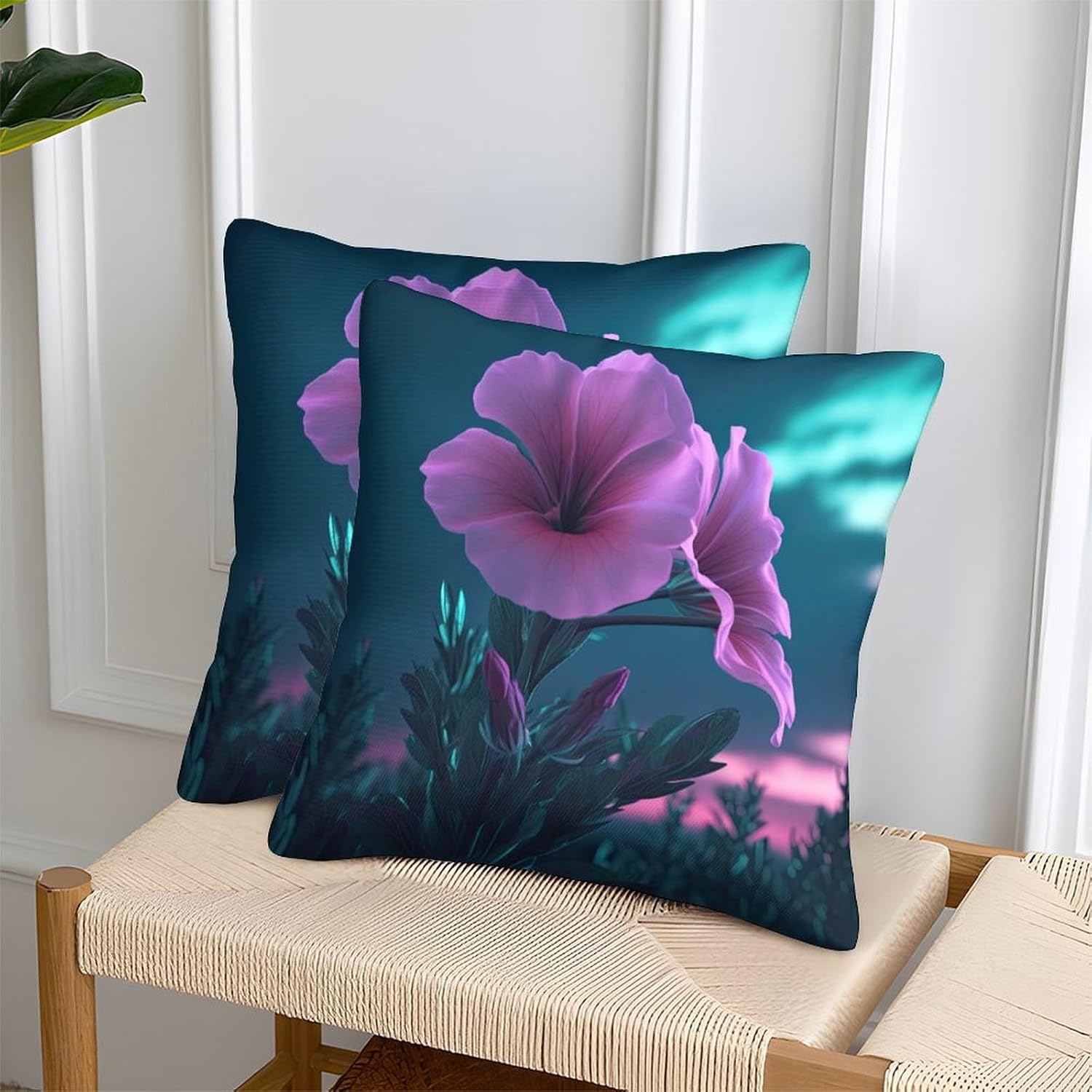 Coussins décoratifs à Motif d'onagre pour Salon, Protection Anti-acariens, Lot de 2, 40 x 40 cm - Image 3