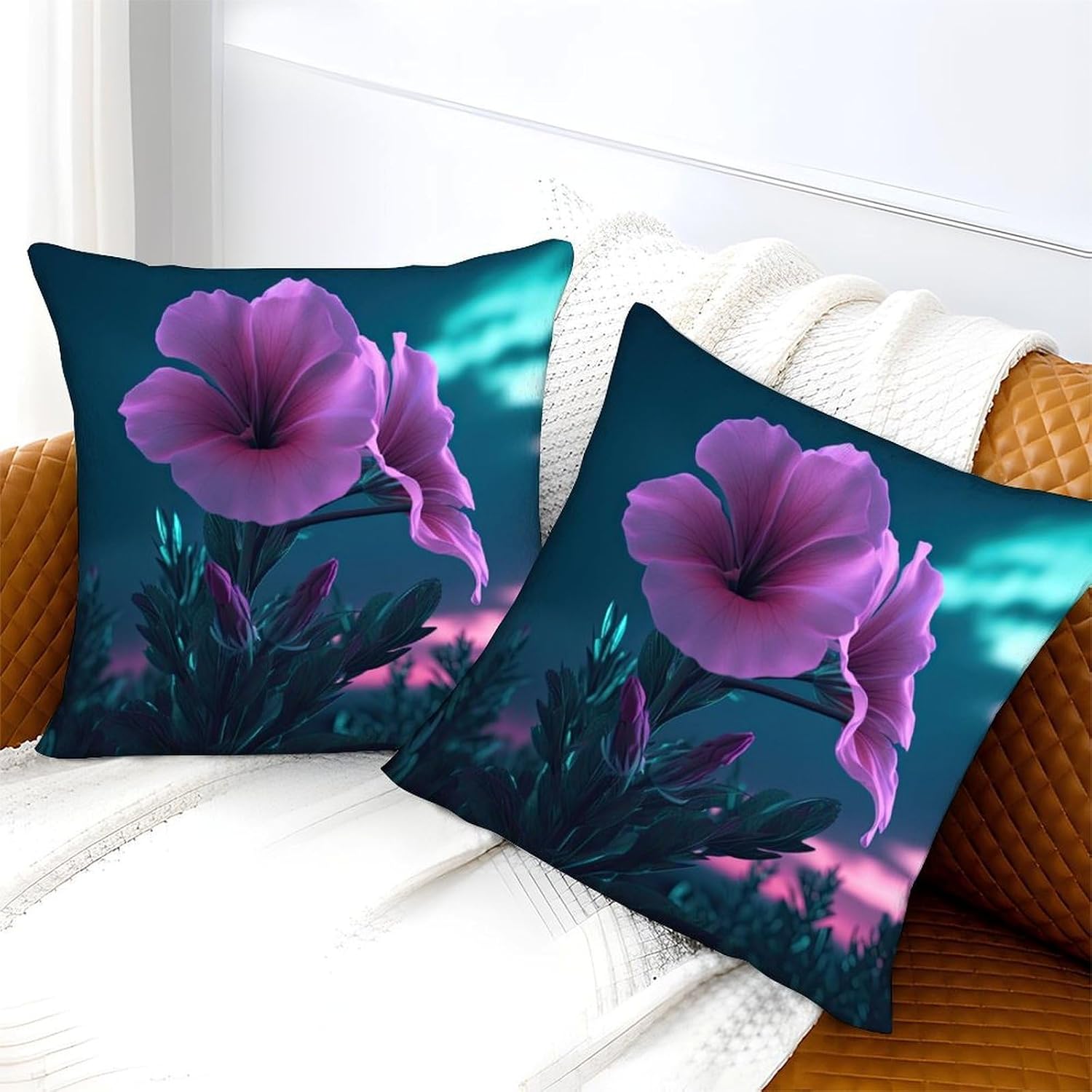 Coussins décoratifs à Motif d'onagre pour Salon, Protection Anti-acariens, Lot de 2, 40 x 40 cm - Image 4