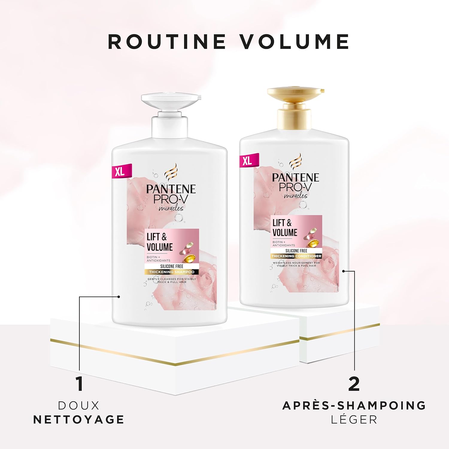 Pantene Biotin and Rose Water Thickening Conditioner, Lift & Volume, XL with Pump, 1000 ml - Image 6