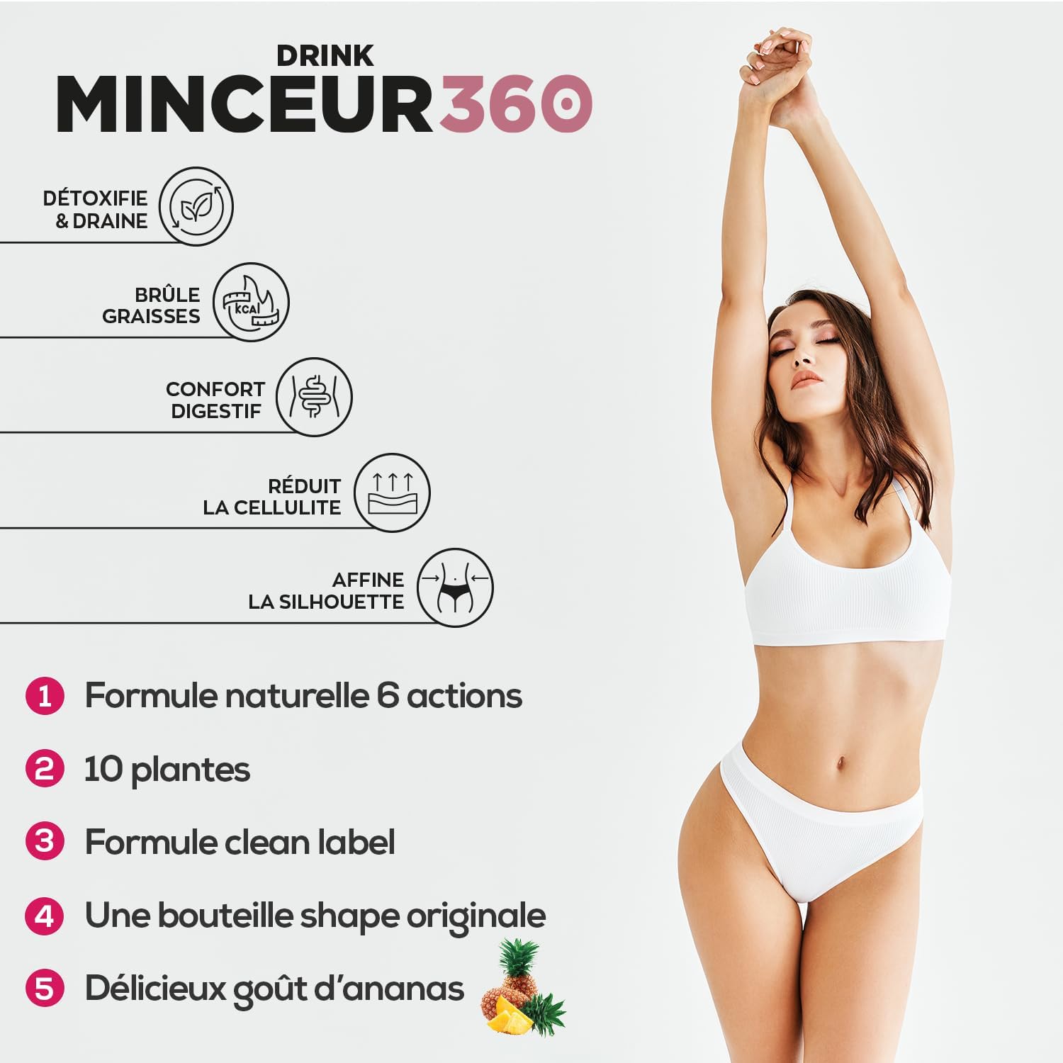 Slimming Drink | Slimming 360 drink EAFIT | Fast and effective slimming drink | Fat burner | Drains and detoxifies for effective weight loss | Pineapple taste | 500 ml | Made in France - Image 5