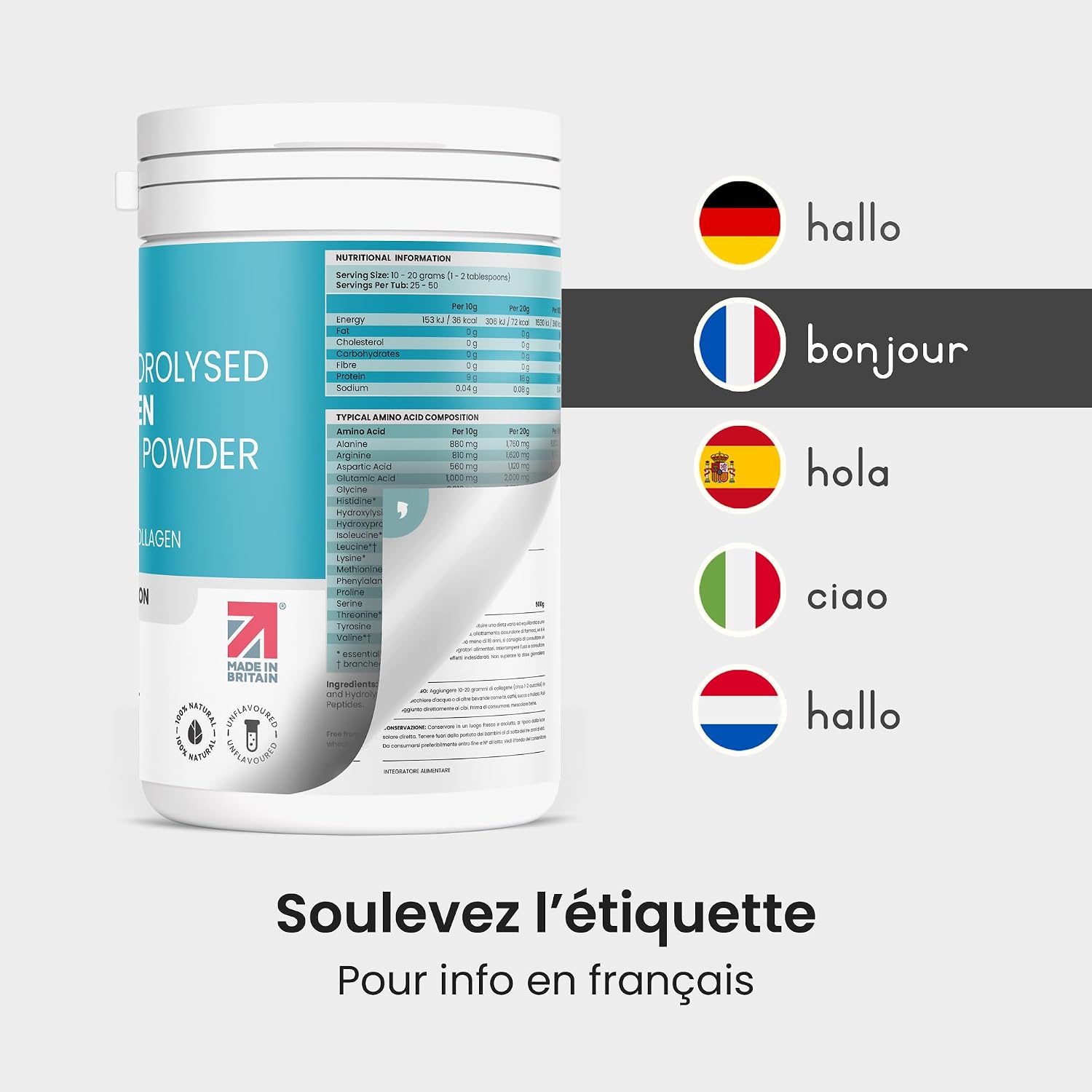 Collagen Peptide Powder 500g Hydrolyzed Bovine Collagen | Easy To Dissolve | Collagen Peptides Type 1 & 3 | Collagen Peptide High Bioavailability | VitaBright Colagene - Image 10