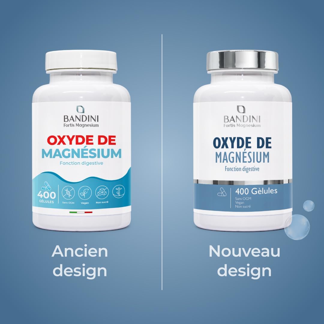 Bandini Magnesium Oxide 400 capsules (+1 year), 664 mg per capsule | including 400 mg elemental magnesium, Against Fatigue, Supports the Digestive System, Magnesium in High Dose, 100% Vegan - Image 3