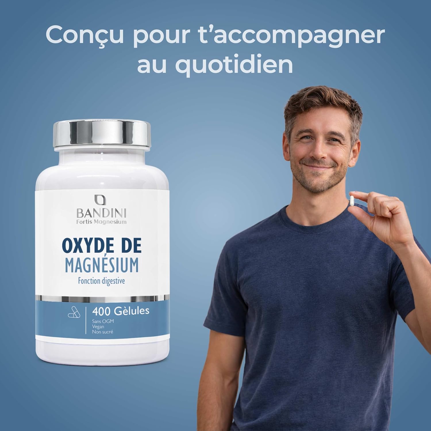Bandini Magnesium Oxide 400 capsules (+1 year), 664 mg per capsule | including 400 mg elemental magnesium, Against Fatigue, Supports the Digestive System, Magnesium in High Dose, 100% Vegan - Image 5