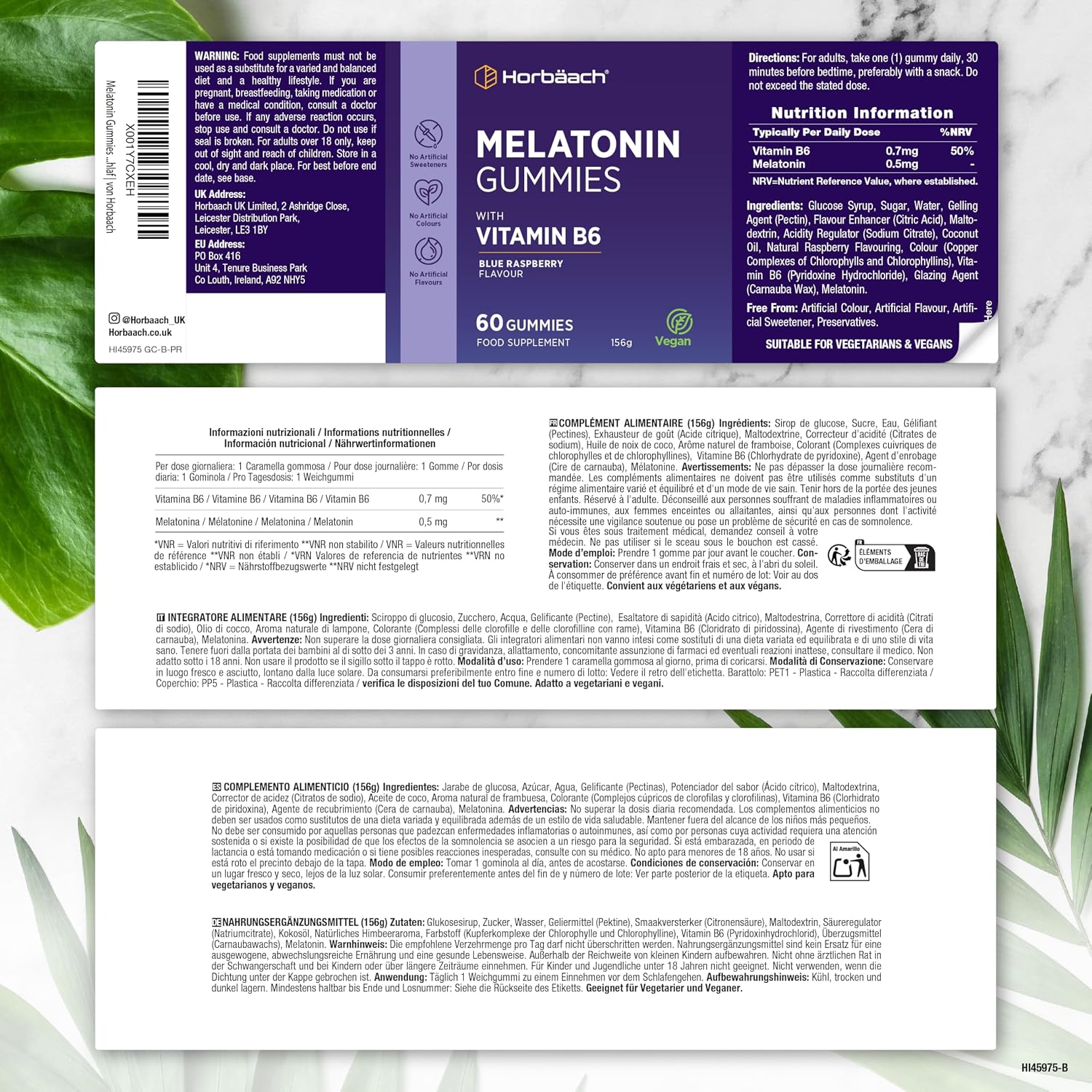 Melatonin Gummies | 60 Gums (2 Months) | With Vitamin B6 | High Dosage Food Supplement | by Horbaach - Image 5