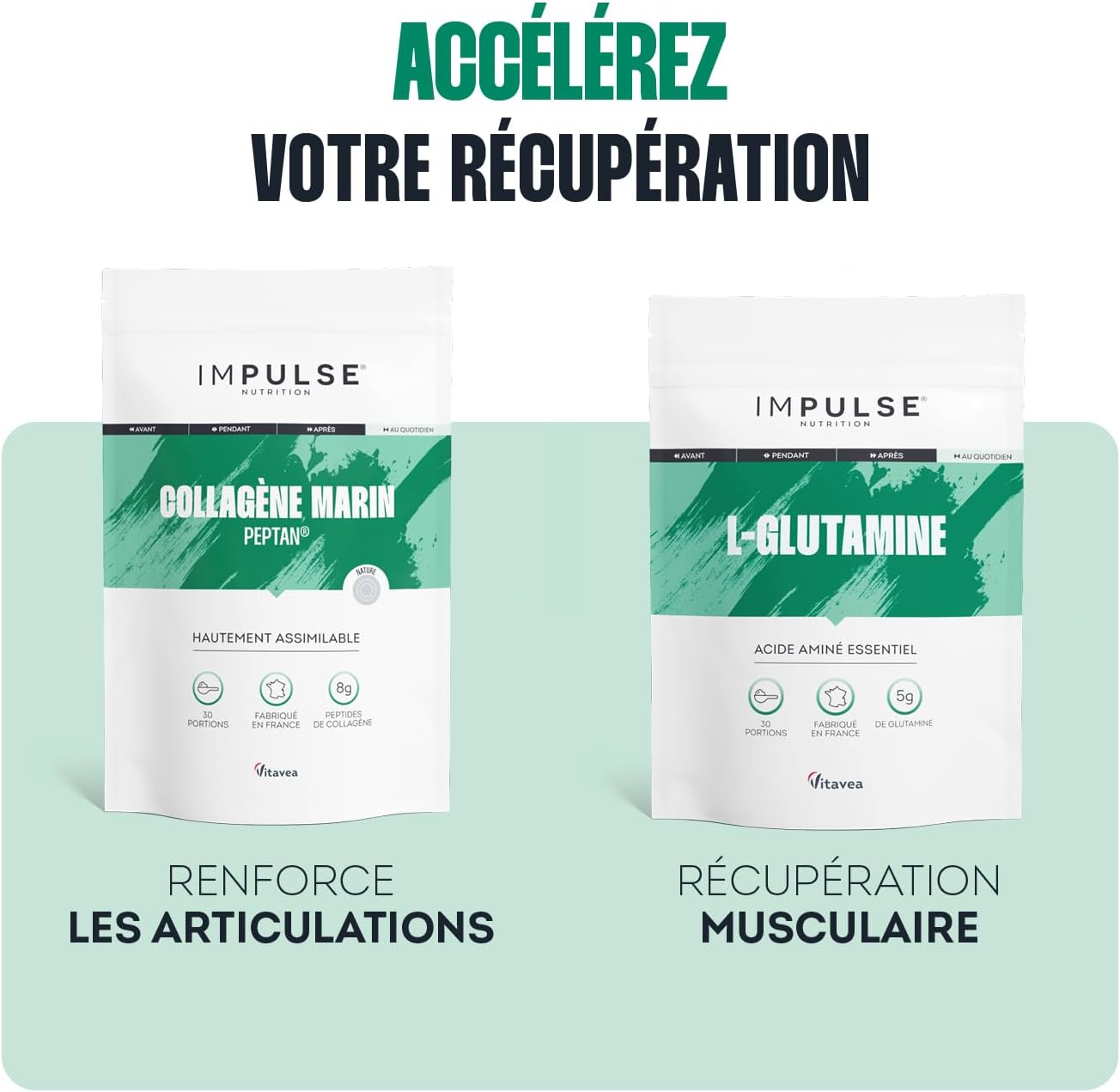 Impulse Nutrition - Hydrolyzed Marine Collagen Type 1 Peptan Powder with Vitamin C - Food Supplement Recovery, Joints & Skin - 270g - Neutral taste - Made in France - Image 8