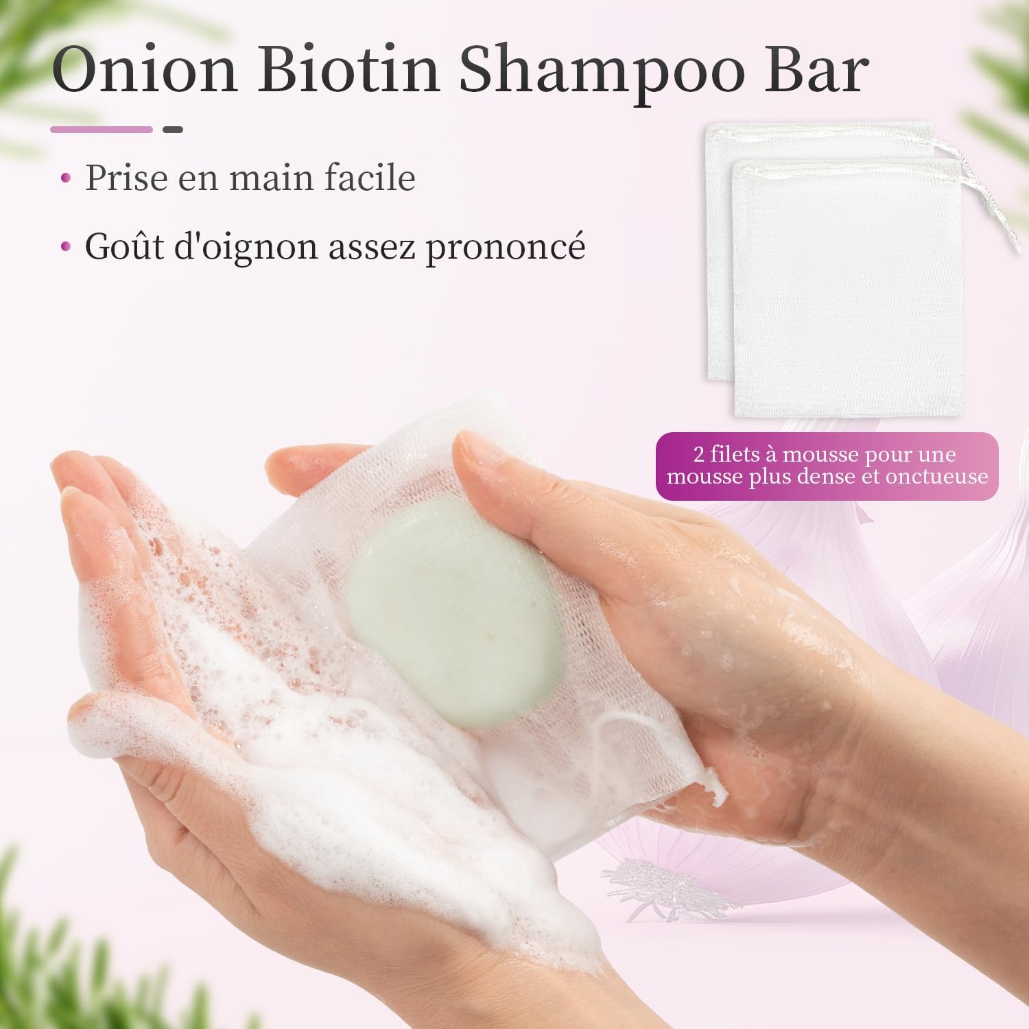 Onion Biotin Shampoo Bar for Growth, Cleans and Nourishes Scalp Smoothly, Promoting Hair Growth and All Hair Types (Green) - Image 7