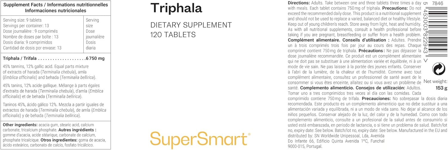 Triphala – Liver Health and Intestinal Detox – Ayurvedic Food Supplement – Natural Antioxidant Tablets – Liver and Gut Detox – 120 Tablets – SuperSmart - Image 3