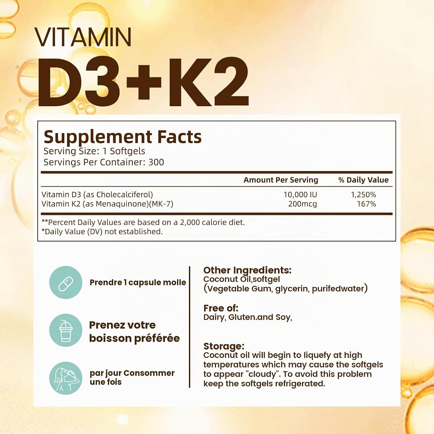Vitamin D3 K2 20000 IU with MK7-300 in Virgin Coconut Oil | Supports Calcium Absorption and Bone Health, Immune System and Heart Health - 60ml - Image 8
