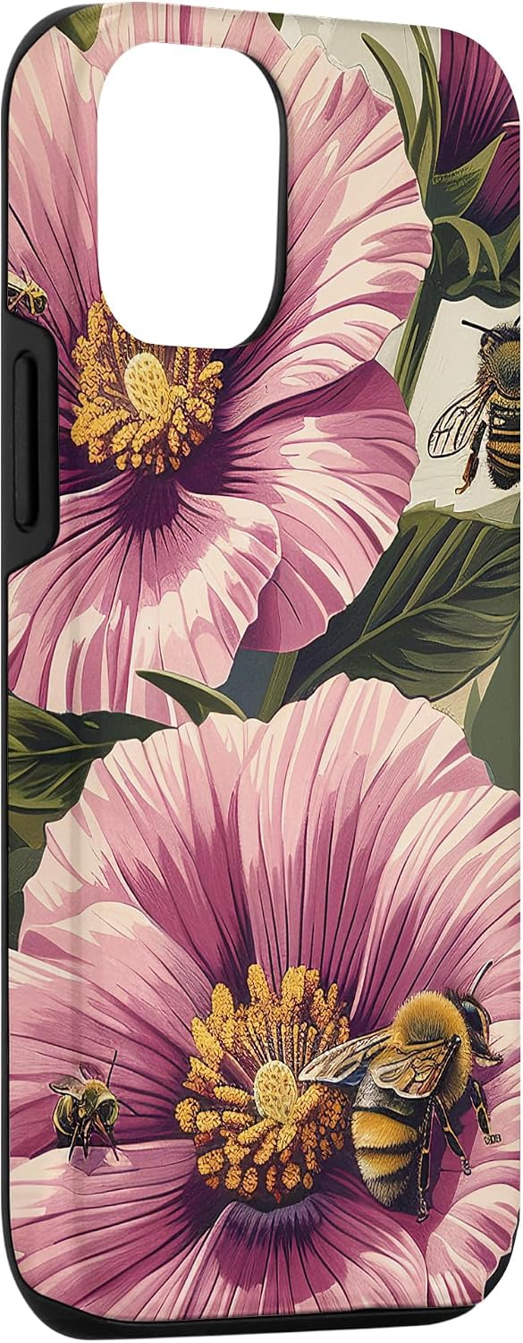 Coque pour iPhone 15 Fleur d'onagre du Cap fleurissant avec des abeilles autour graphique - Image 4