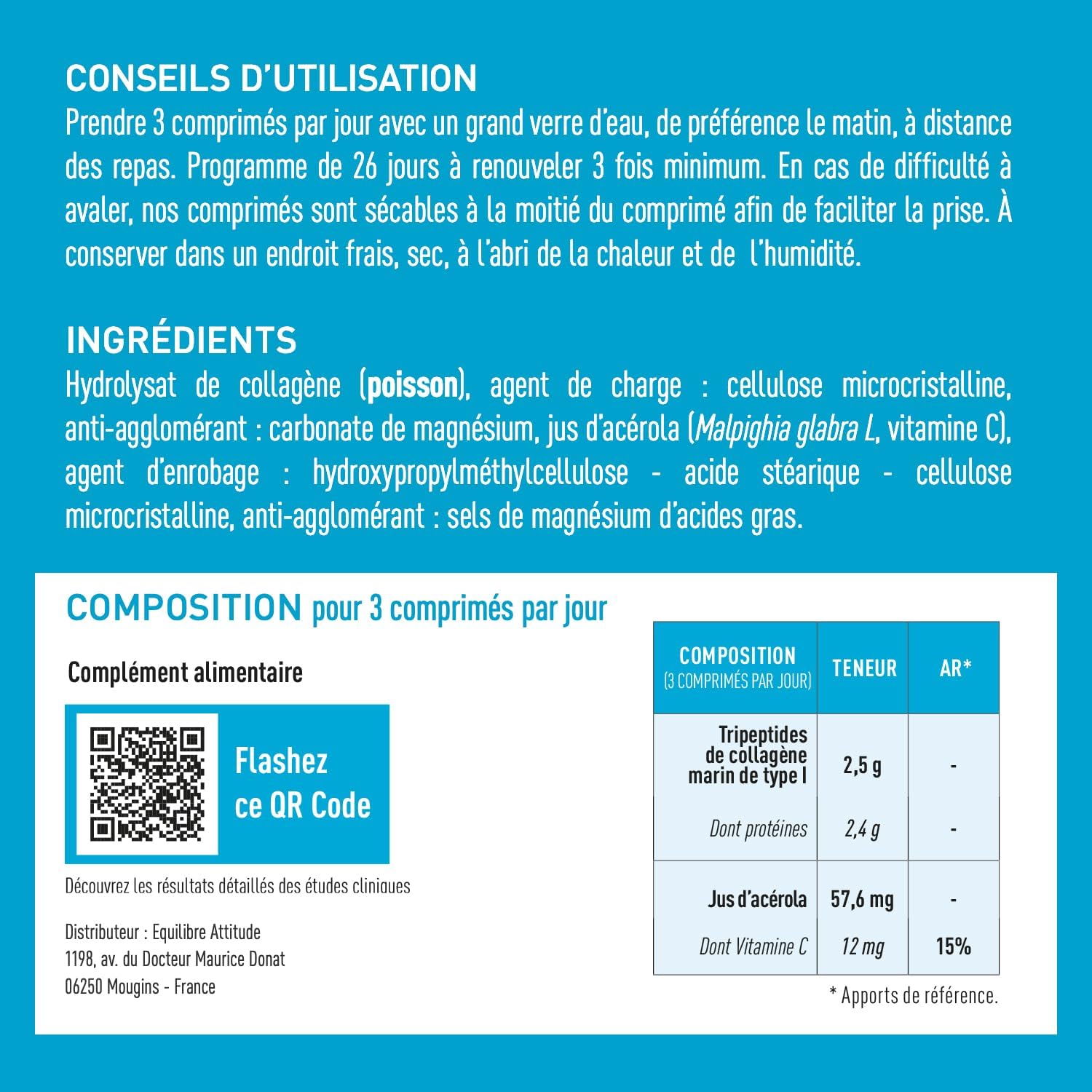 GRANIONS COLLAGENE MARIN TRIPEPTIDES 2.5 g - Anti Wrinkle Marine Collagen Tripeptides (-36%) + Skin Elasticity (+16%) - Vitamin C - Skin & Hair Beauty - Made in France - Sugar Free -80 Tablets - Image 5