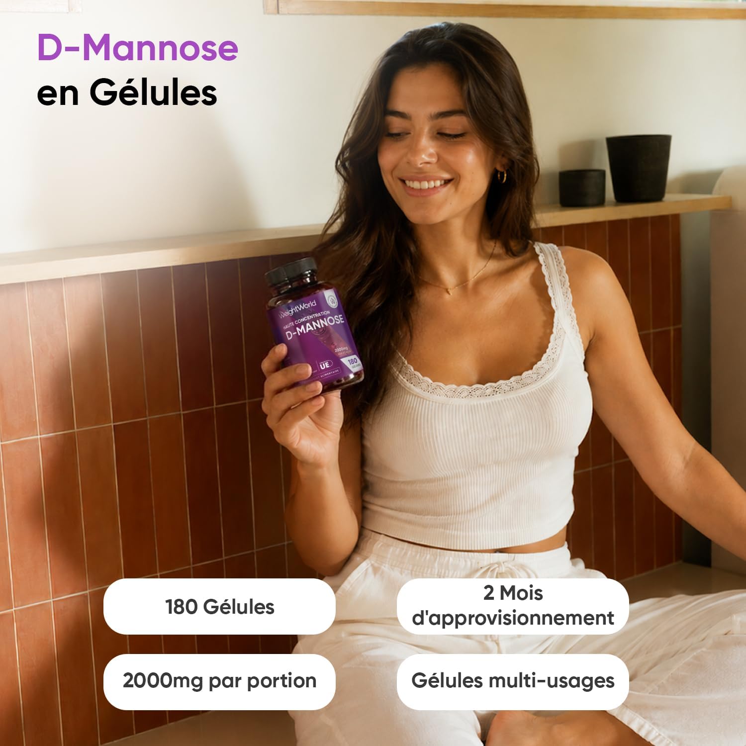 D Mannose Vegan Capsules 2000mg, 180 D Mannose Powder in Capsules Multi-Use - Image 3