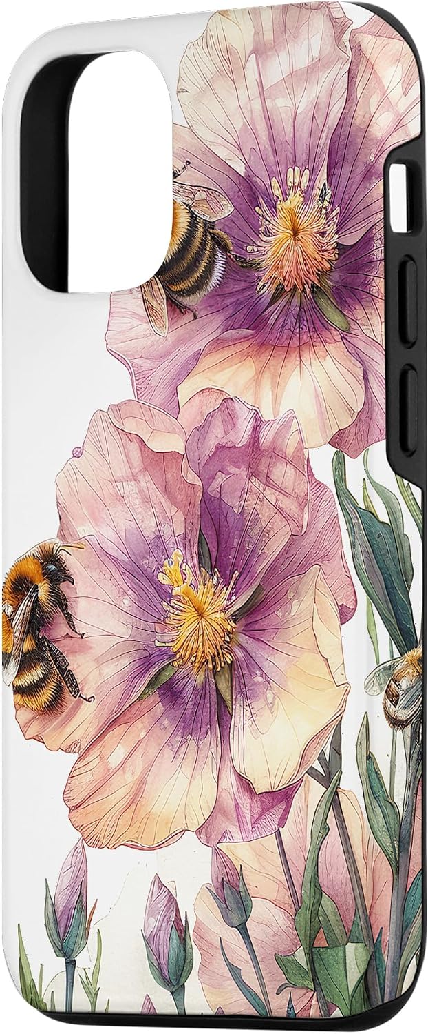 iPhone 15 Case Cape Evening Primrose Flower Blooming with Bees Around Graphic - Image 3